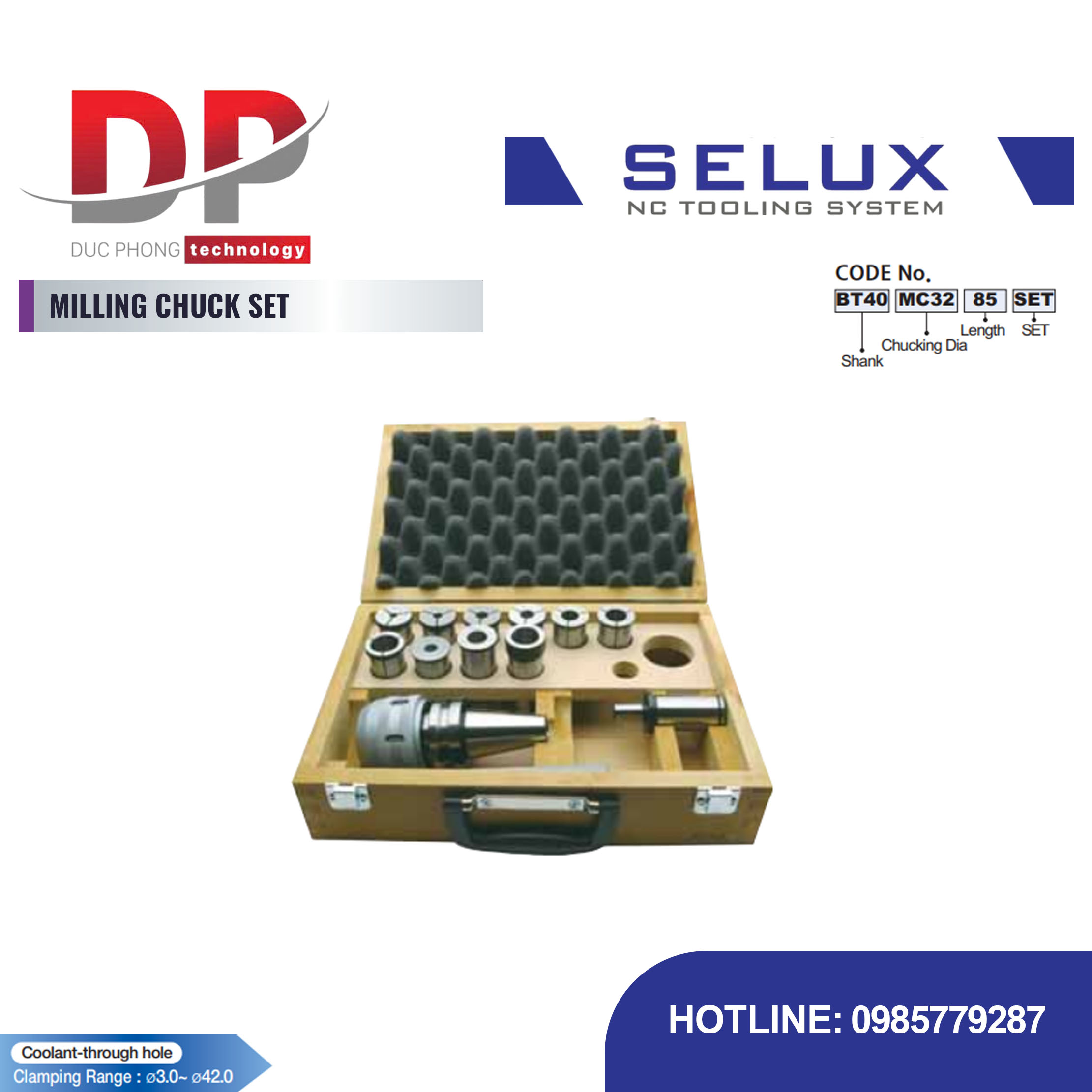 Bộ bầu kẹp dao phay Series BT Shank - Selux (MILLING CHUCK SET)