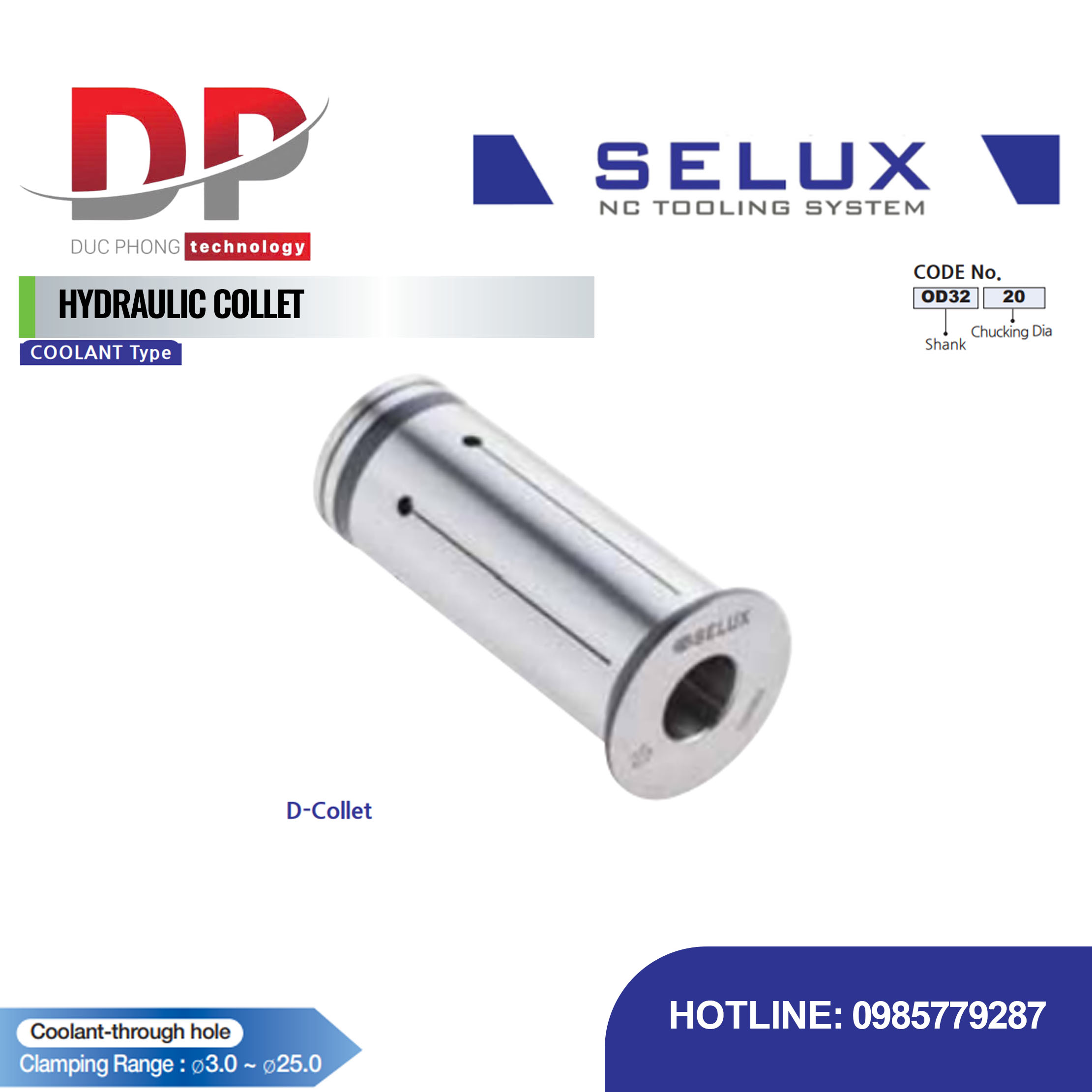 Collet thuỷ lực loại làm mát Series Accessory - Selux (HYDRAULIC COLLET) Coolant Type