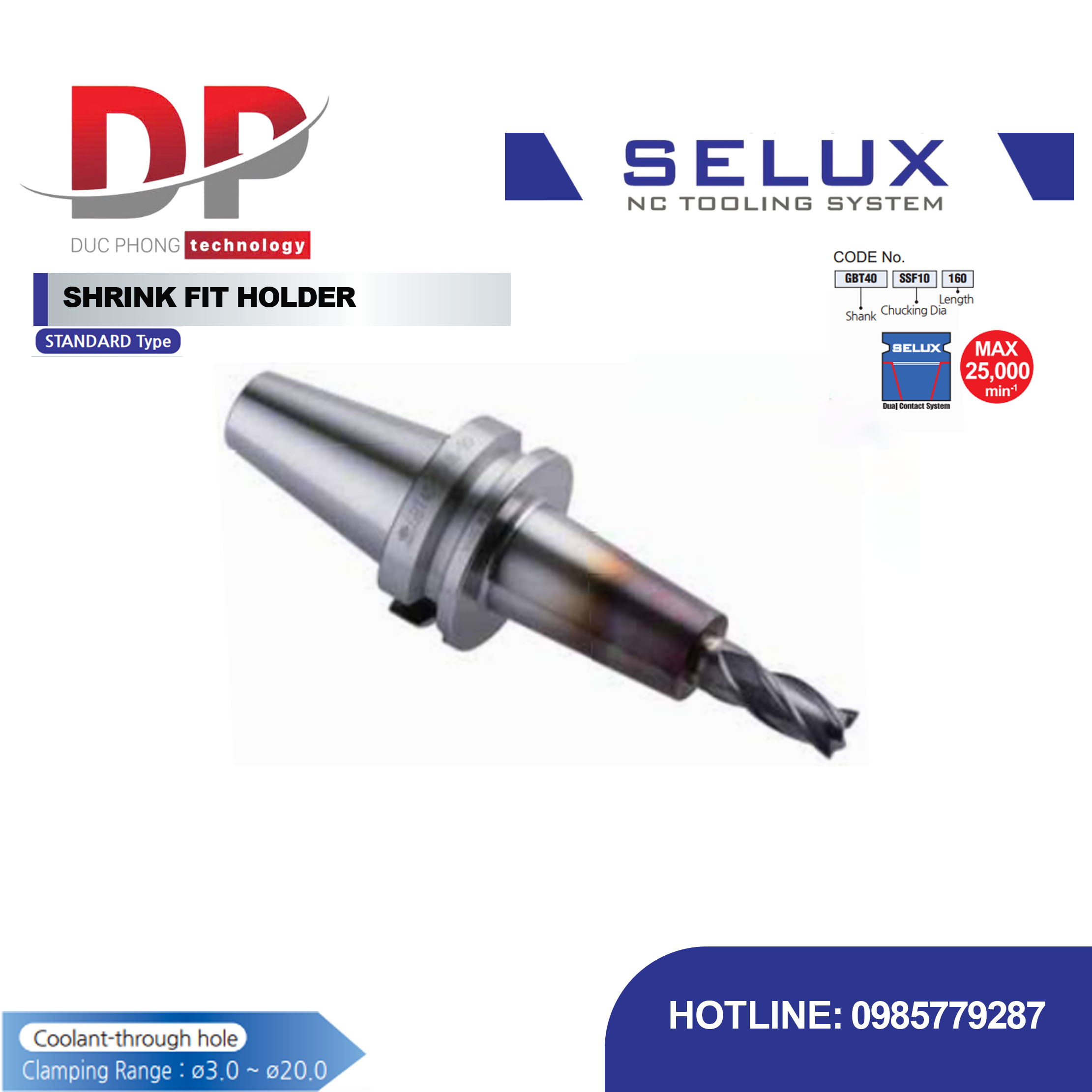 Đầu kẹp co nhiệt loại tiêu chuẩn Series GBT Shank - Selux (SHRINK FIT HOLDER - STANDARD TYPE)