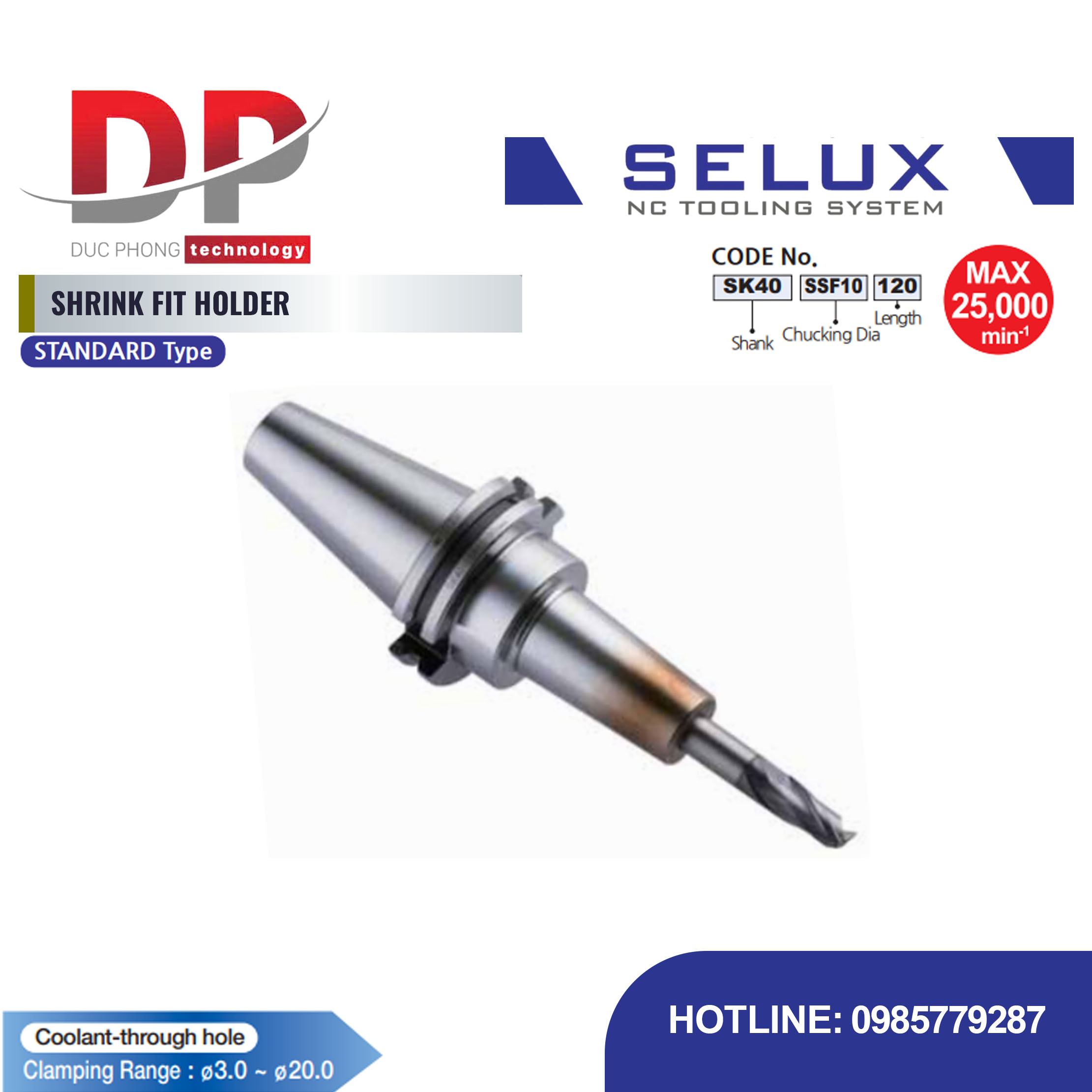 Trục gá co nhiệt Series SK Shank - Selux (SHRINK FIT HOLDER)