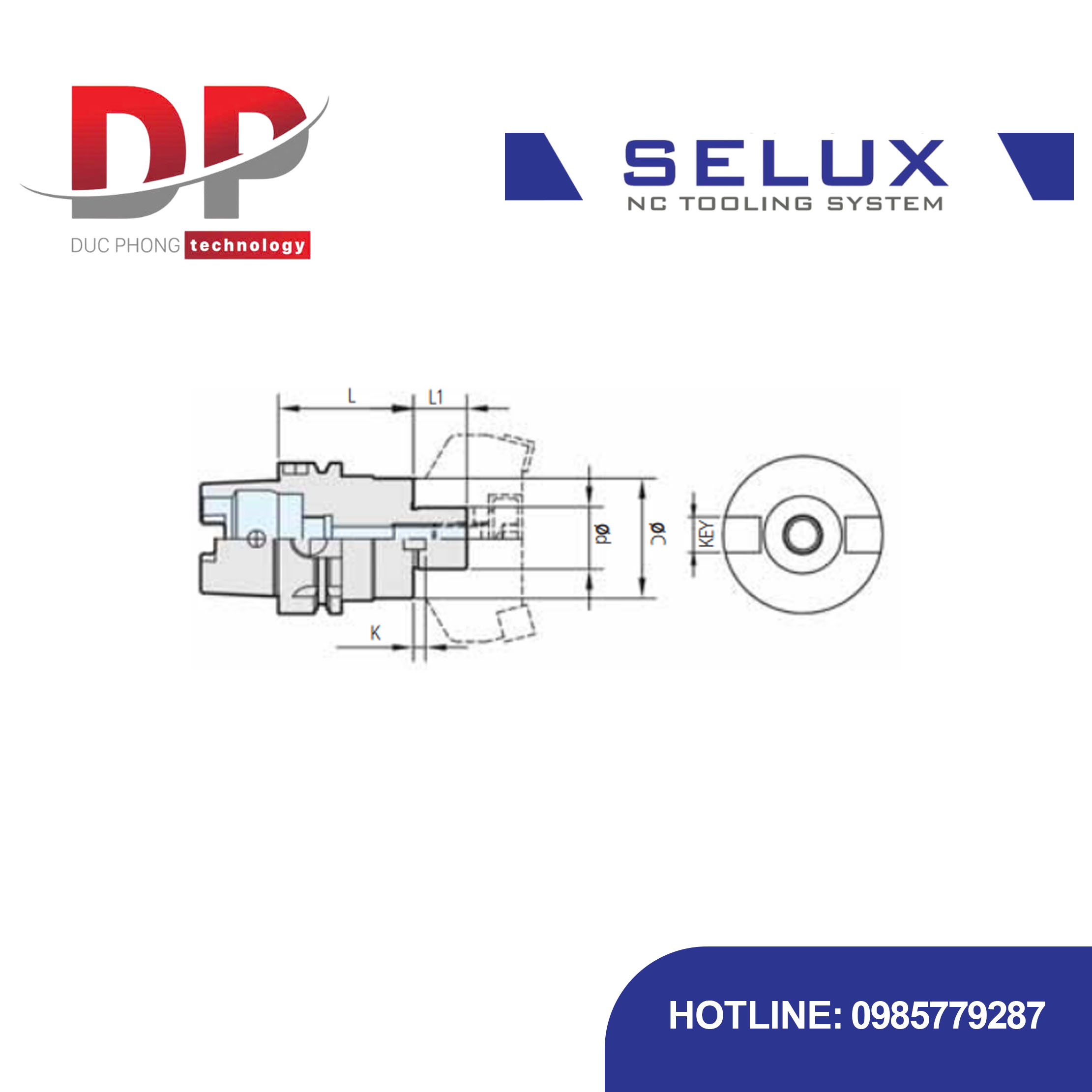 Trục gá dao phay mặt chuôi HSK-A Series HSK Shank - Selux (FACE MILL ARBOR) HSK-A TYPE