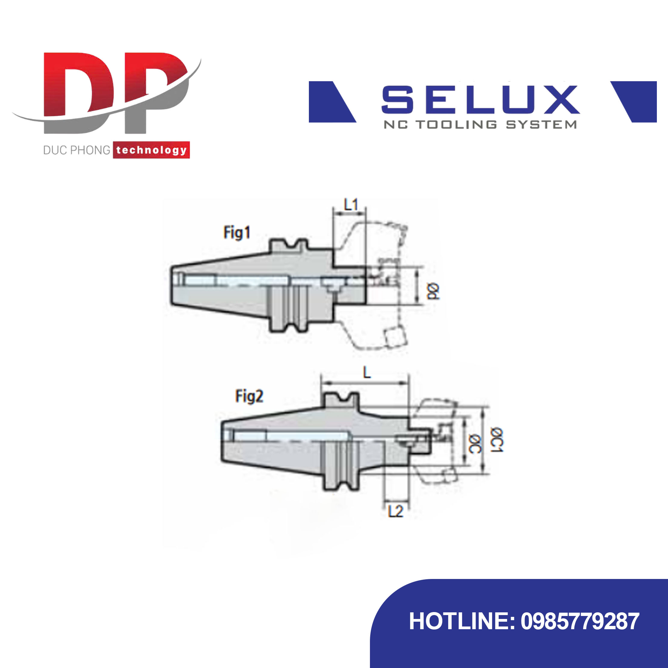 Trục gá dao phay mặt cổ dài loại FMC Series BT Shank - Selux (LONG TYPE FACE MILL ARBOR) FMC TYPE