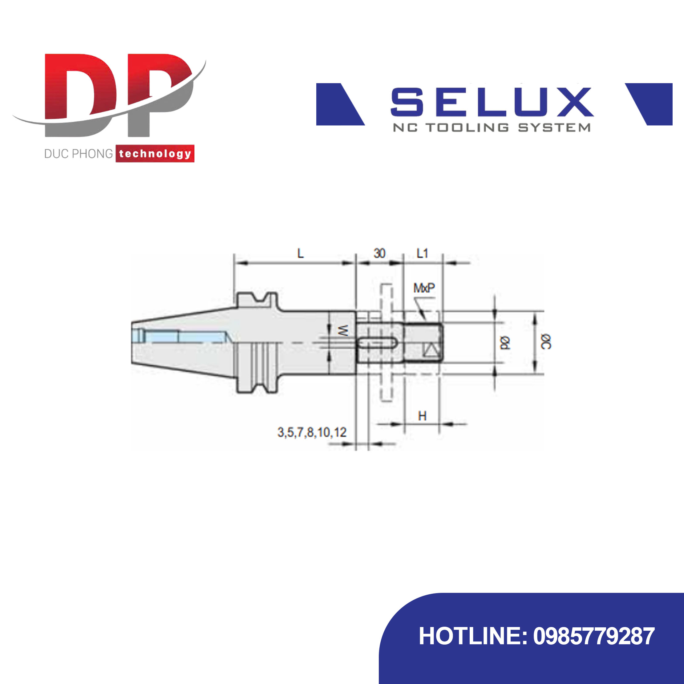 Trục gá dao phay rãnh Series BT Shank - Selux (SIDE CUTTER ARBOR)