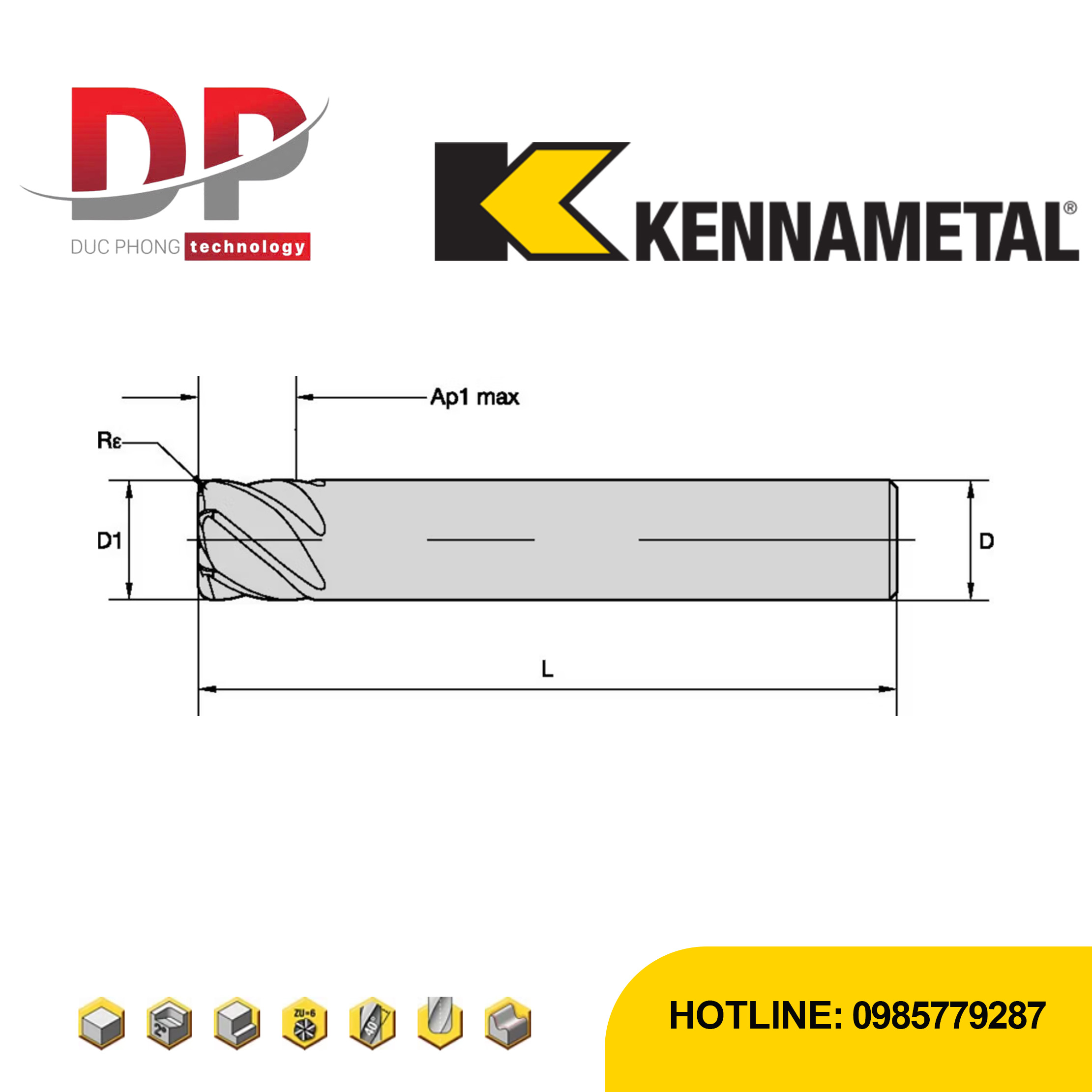 Thông số kỹ thuật sản phẩm dao phay ngón kennametal
