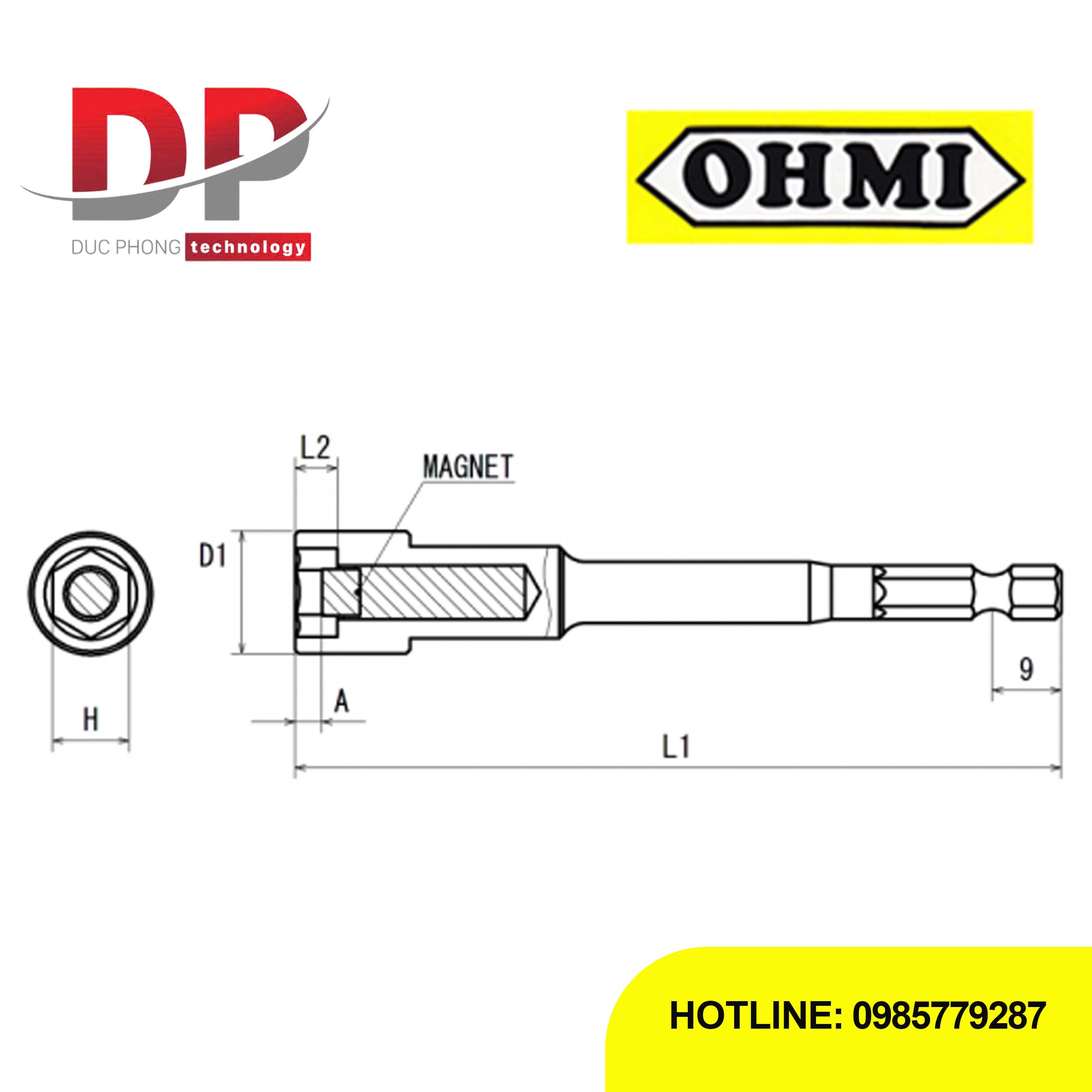 Đầu chụp ốc 10mm OHMI V-17B H10x150 MR (Nhật Bản)