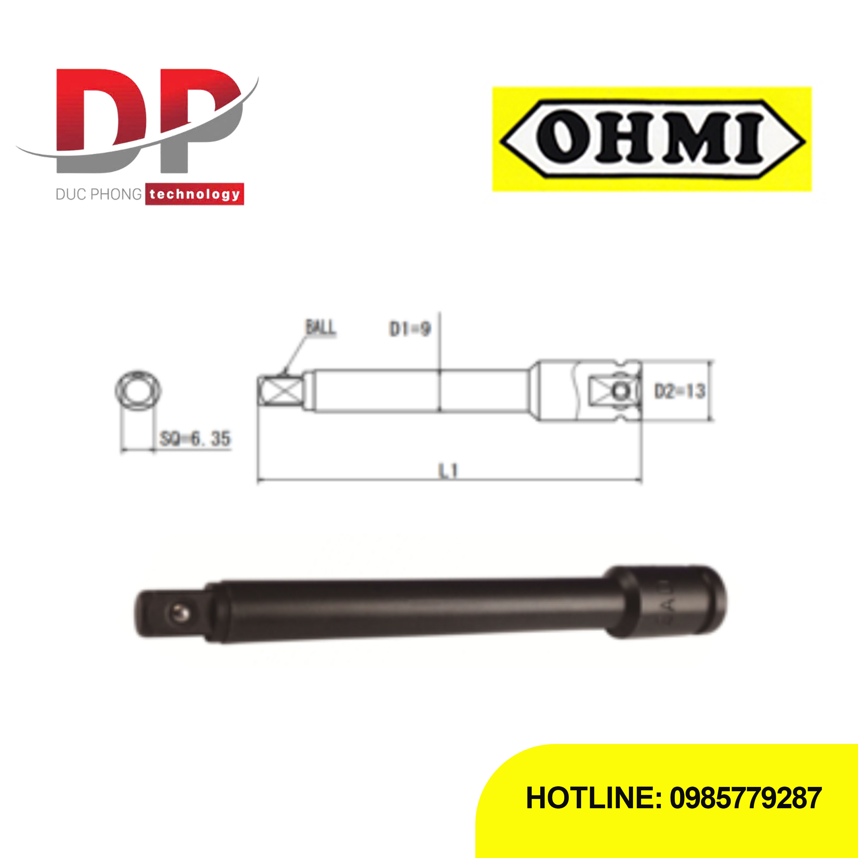 Đầu chuyển đổi nối khẩu Ohmi OS-2AD SQ6.35x50 Ball