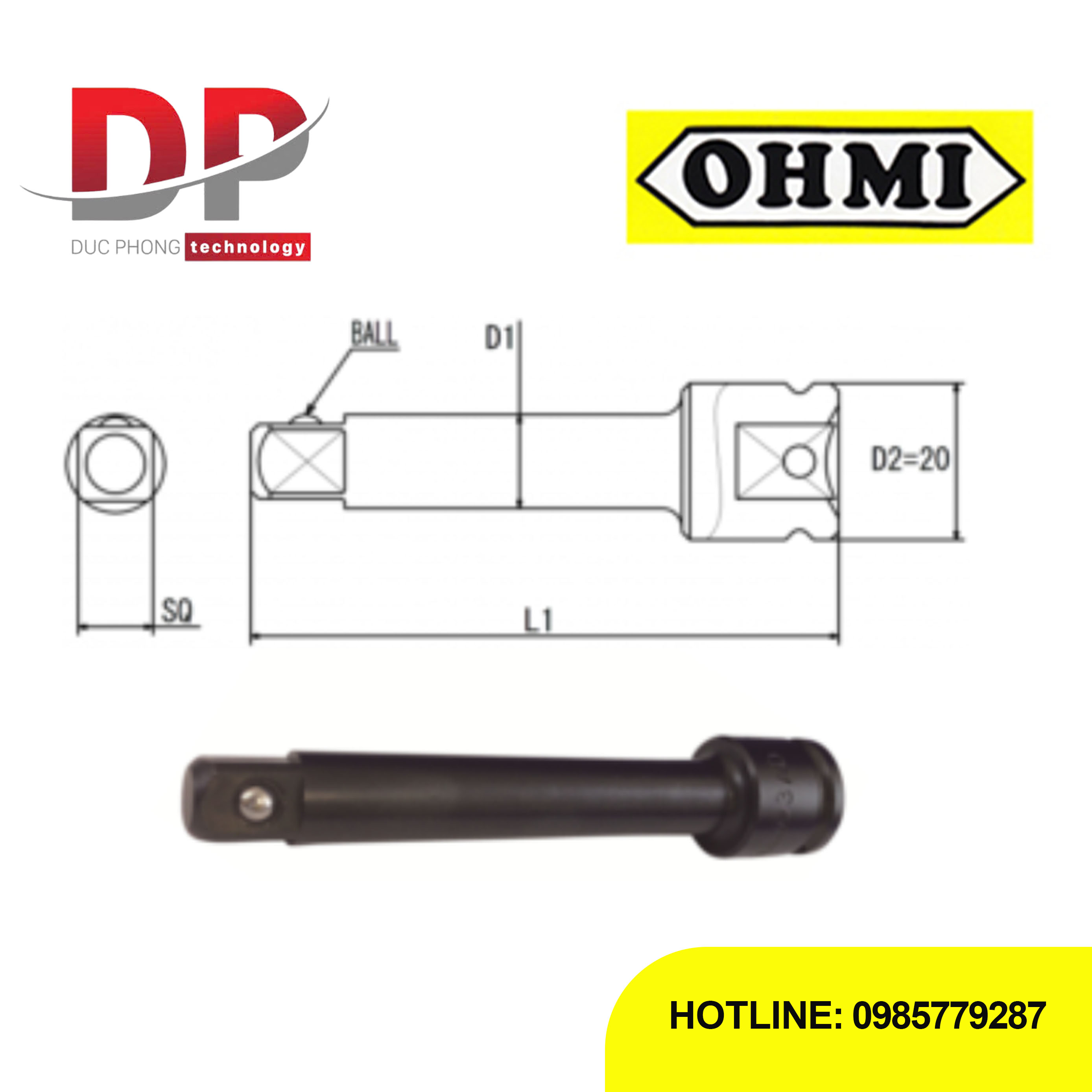 Đầu chuyển đổi nối khẩu Ohmi OS-3AD SQ12.7x37 Ball