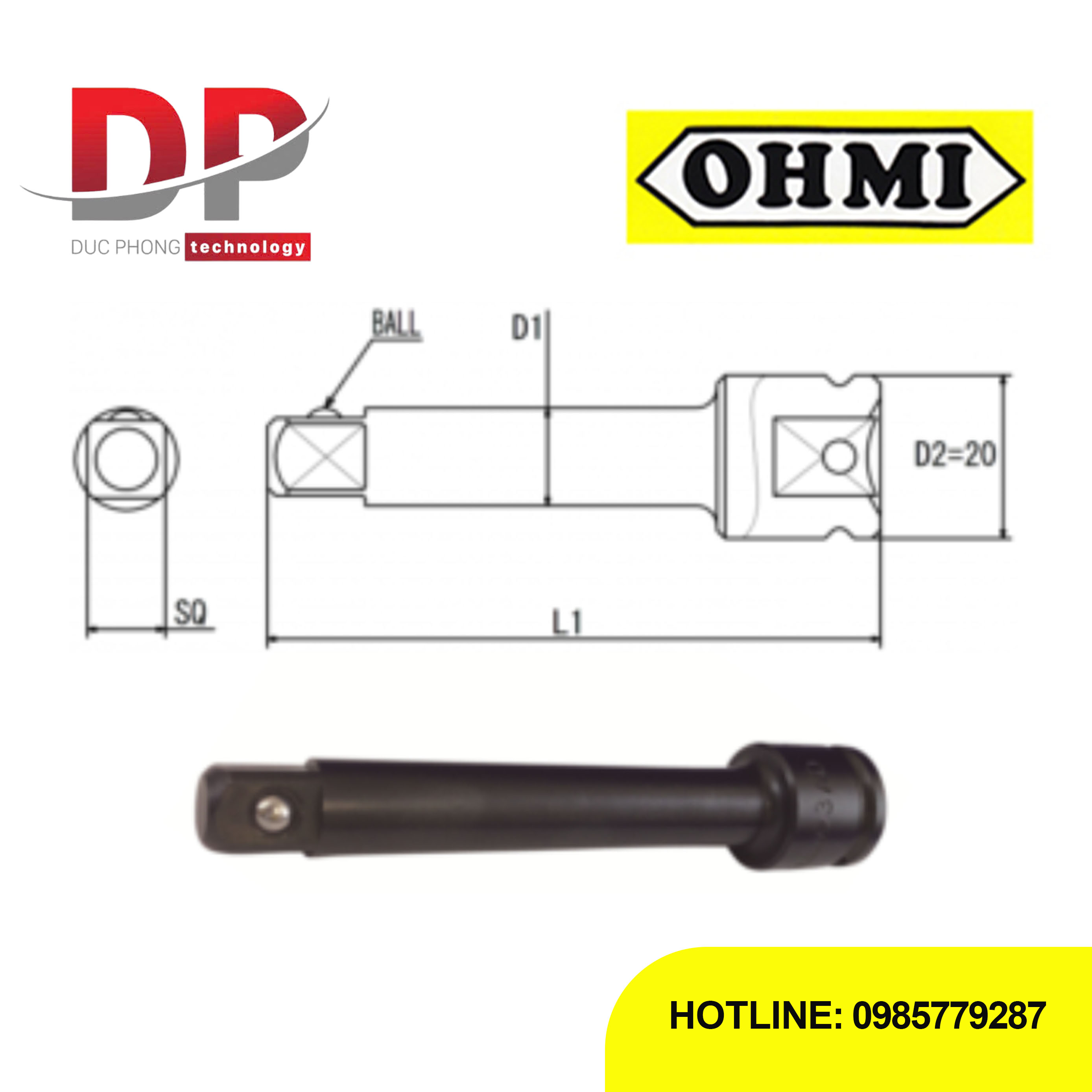 Đầu chuyển đổi nối khẩu Ohmi OS-3AD SQ9.52x150 Ball