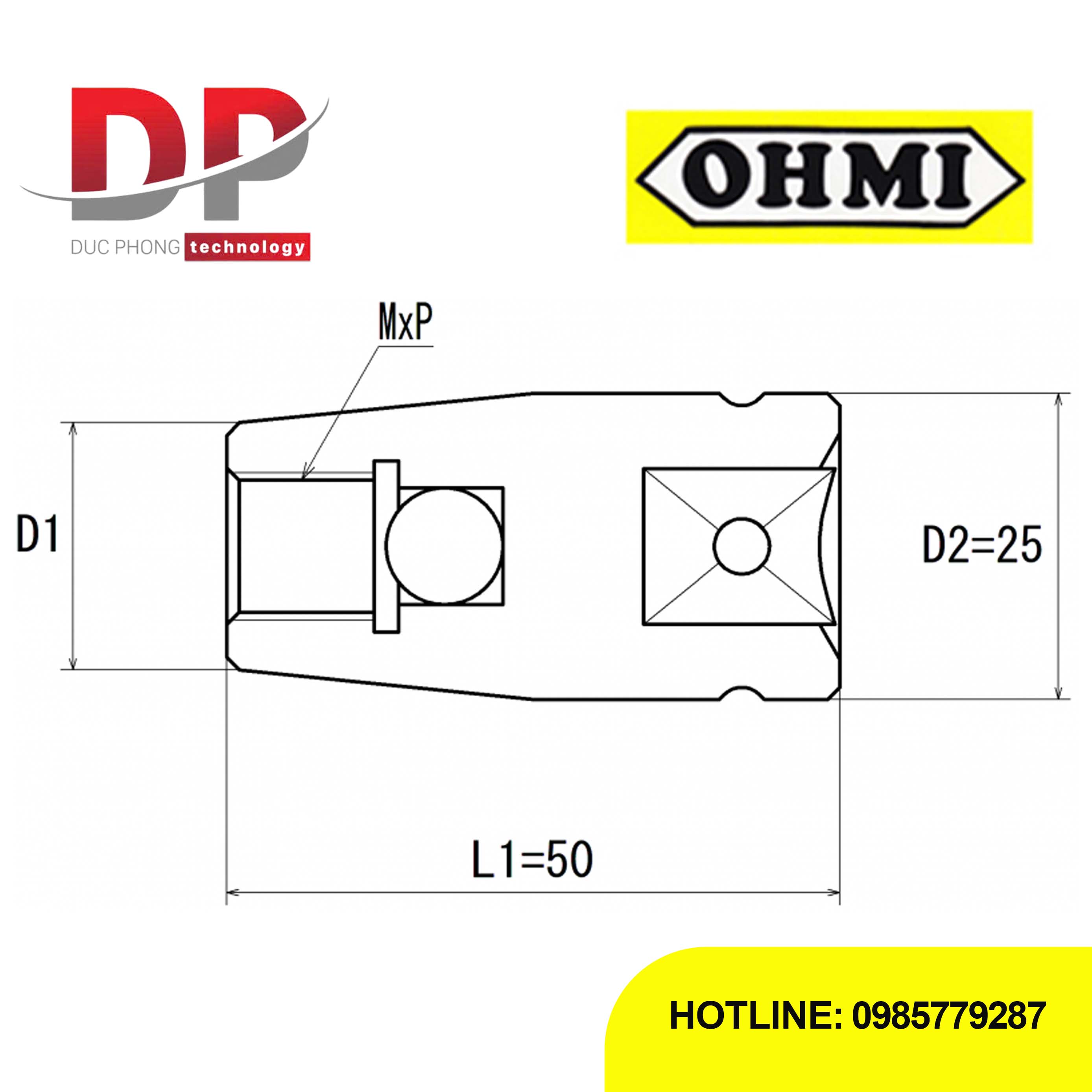 Đầu khẩu 1/2 vặn Guzông M12 OHMI OS-4SB (M12x1.5P)x50 Chính Hãng