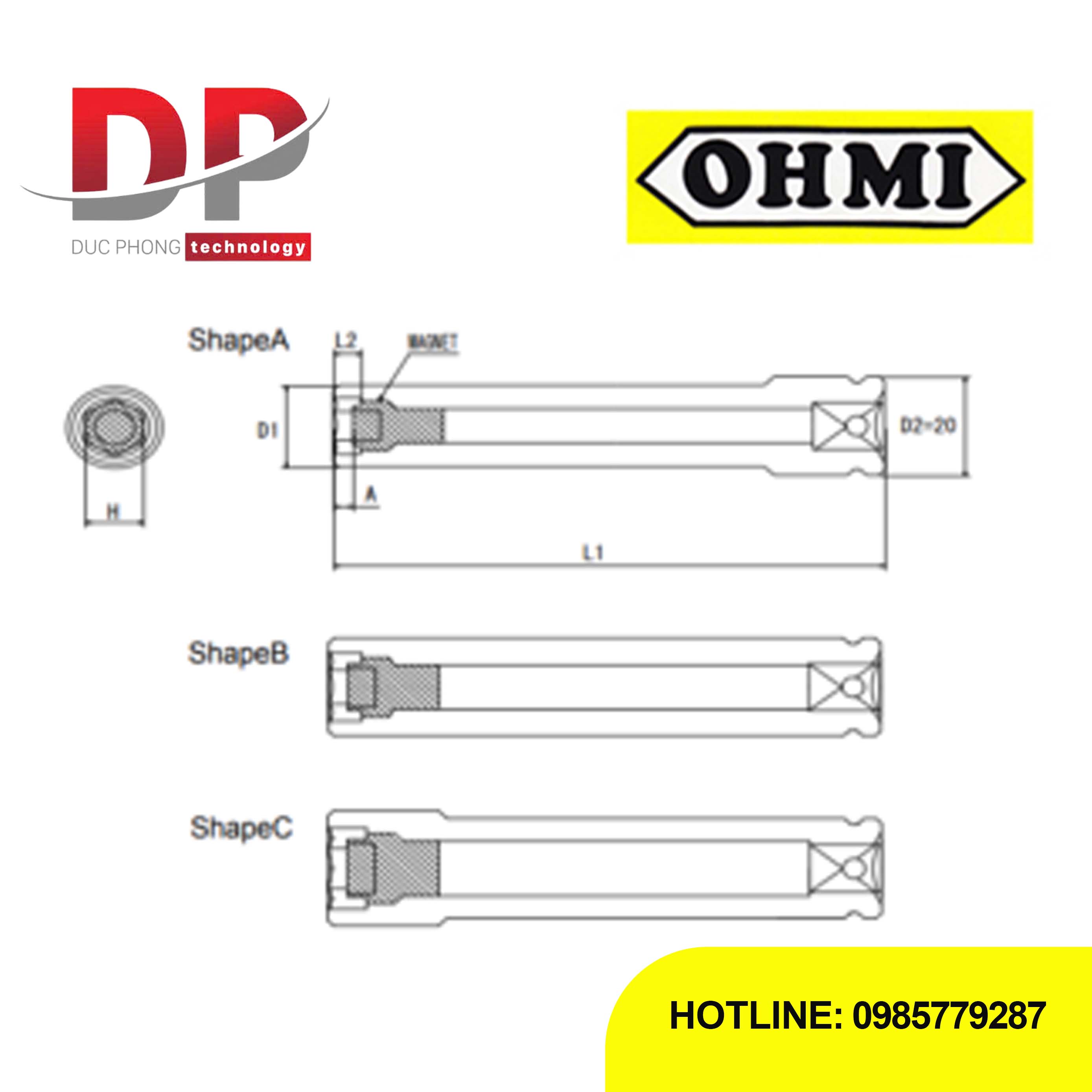 Đầu tuýp 3/8 inch OHMI SEIKI OS-3B H17x34 MAG
