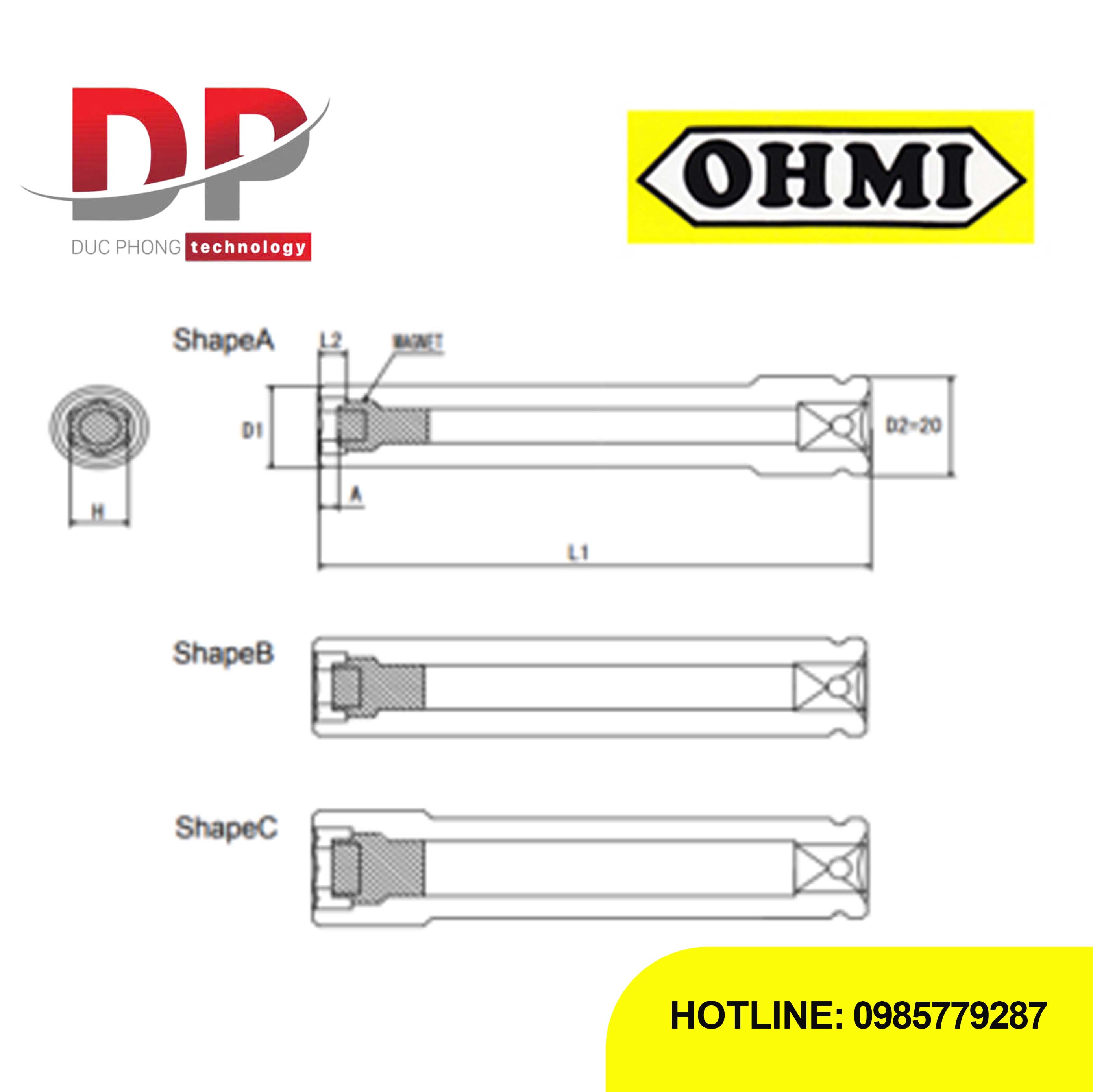 Đầu tuýp 3/8 inch OHMI SEIKI OS-3B H19x37 MAG