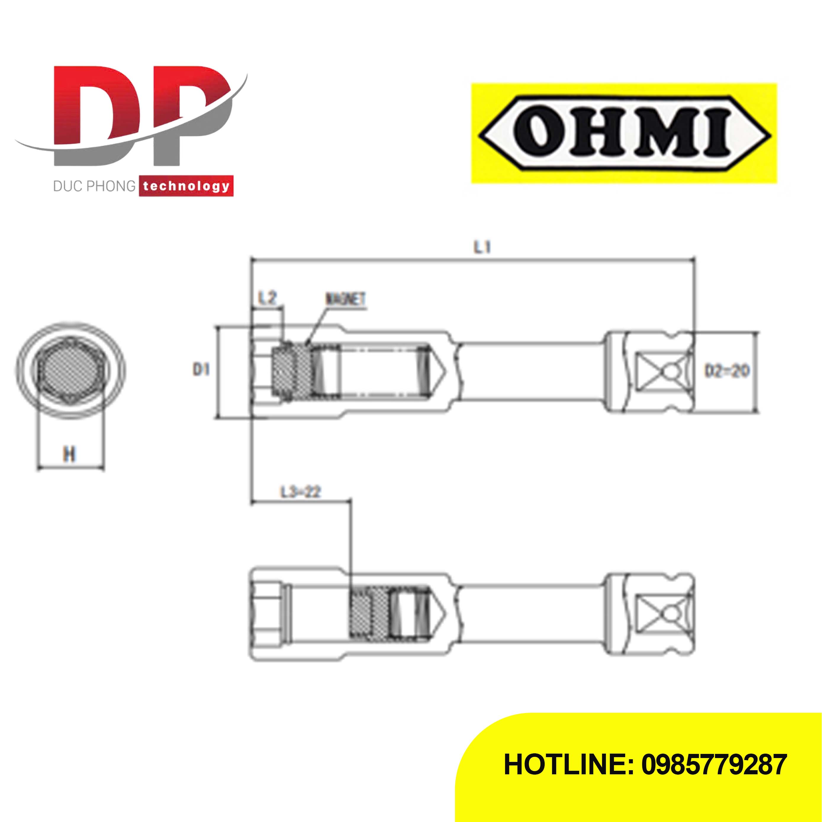 Đầu tuýp dài 3/8 inch OHMI SEIKI OS-3B H14x100 EX SM