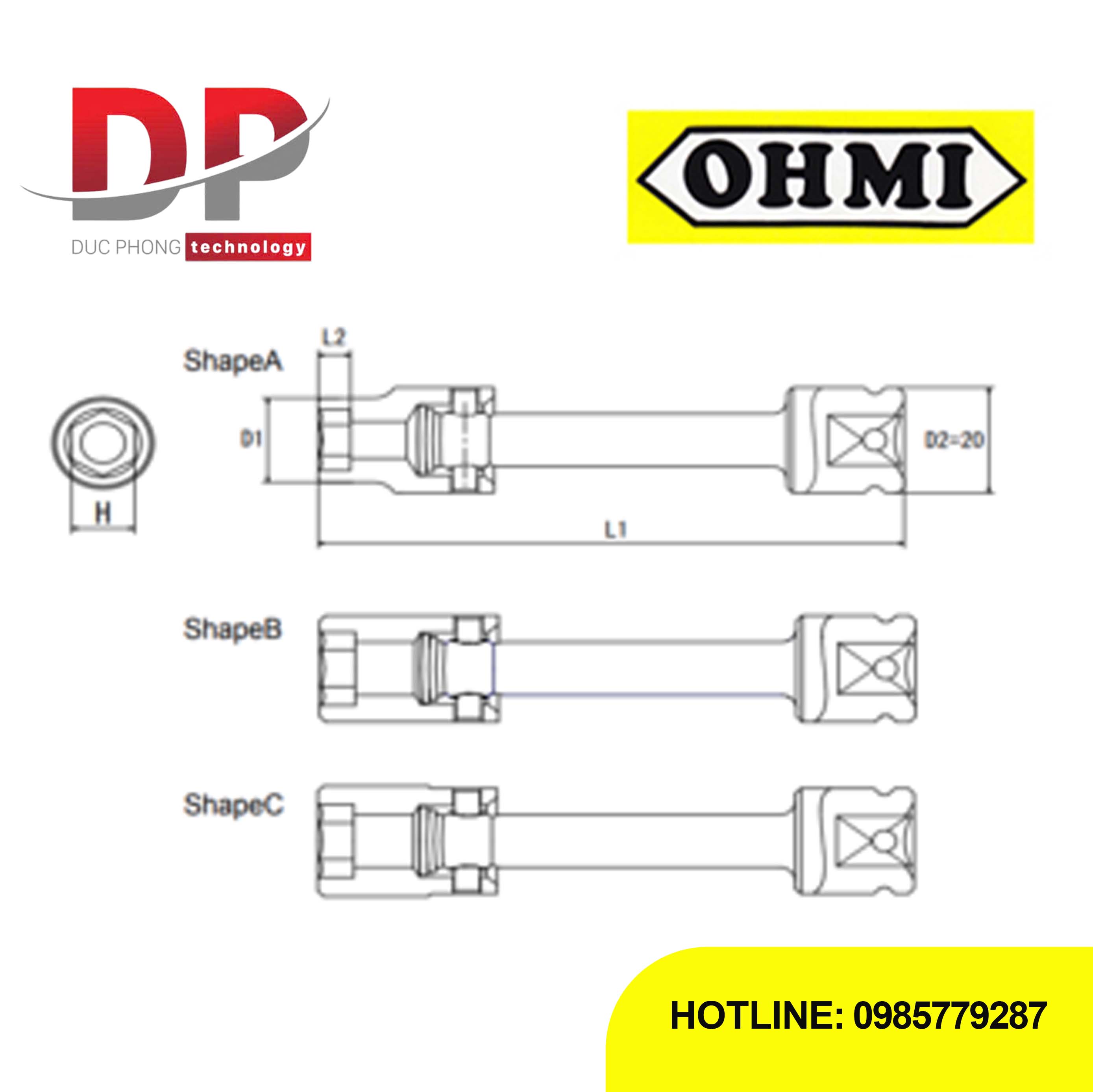 Đầu tuýp dài 3/8 inch OHMI SEIKI OS-3B H14x100 UN – Universal Impact Socket