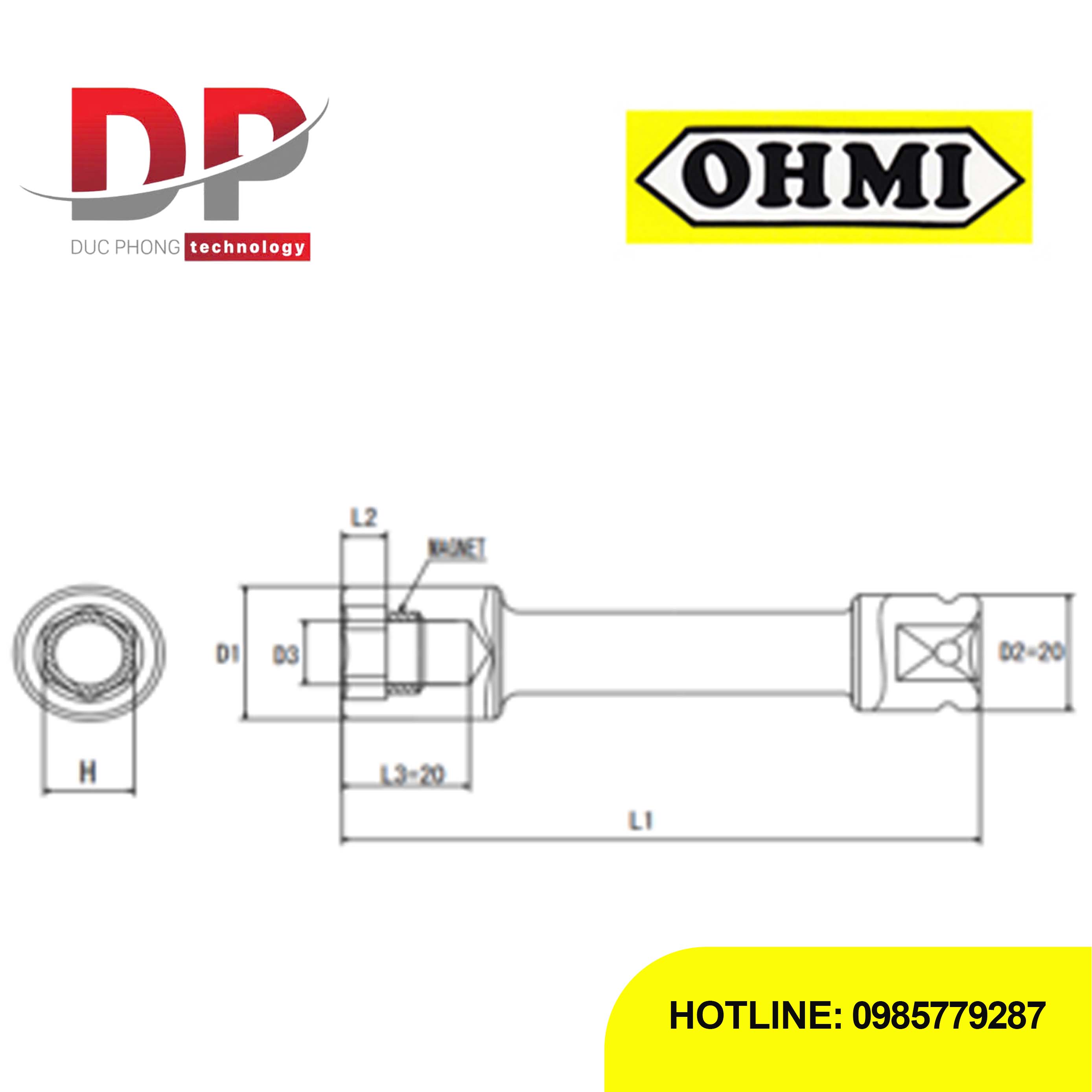 Đầu tuýp dài 3/8 inch OHMI SEIKI OS-3B H14x150 EX MR
