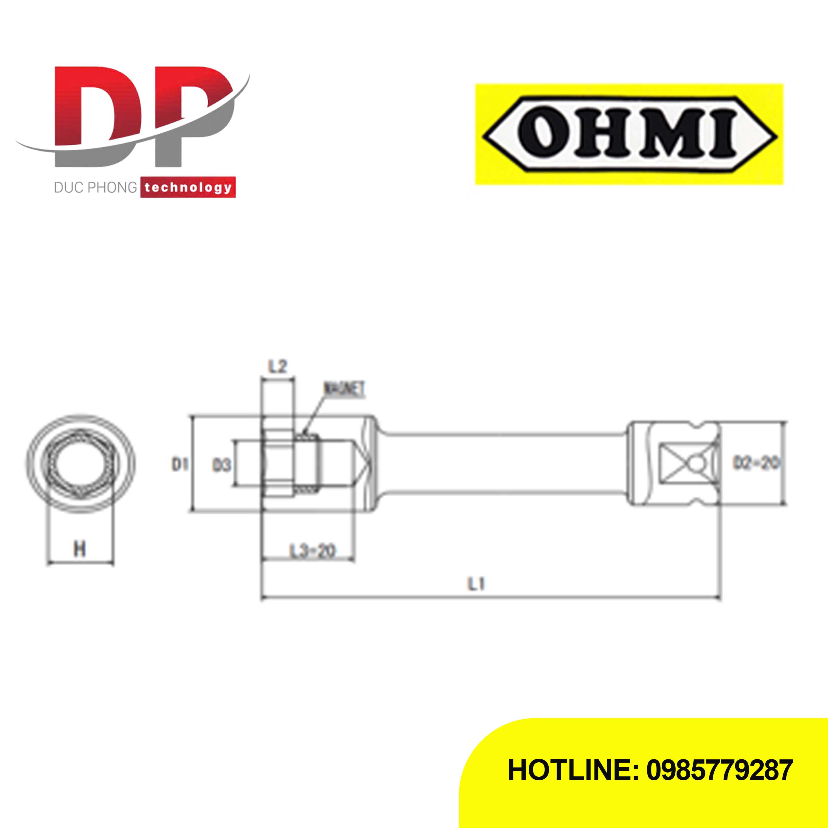 Đầu tuýp dài 3/8 inch OHMI SEIKI OS-3B H14x250 EX MR