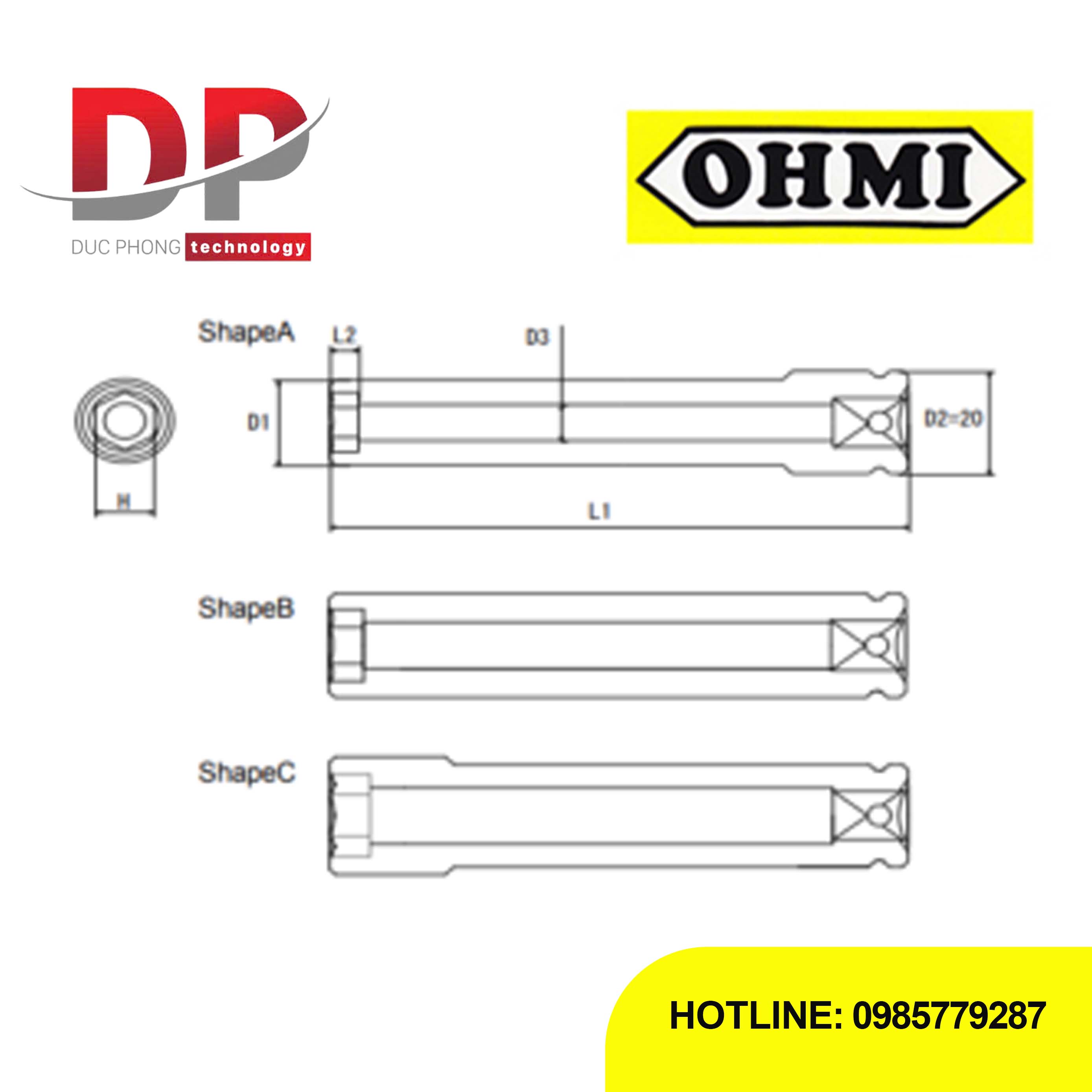 Đầu tuýp dài 3/8 inch OHMI SEIKI OS-3B H14x75 DE – Deep Impact Socket
