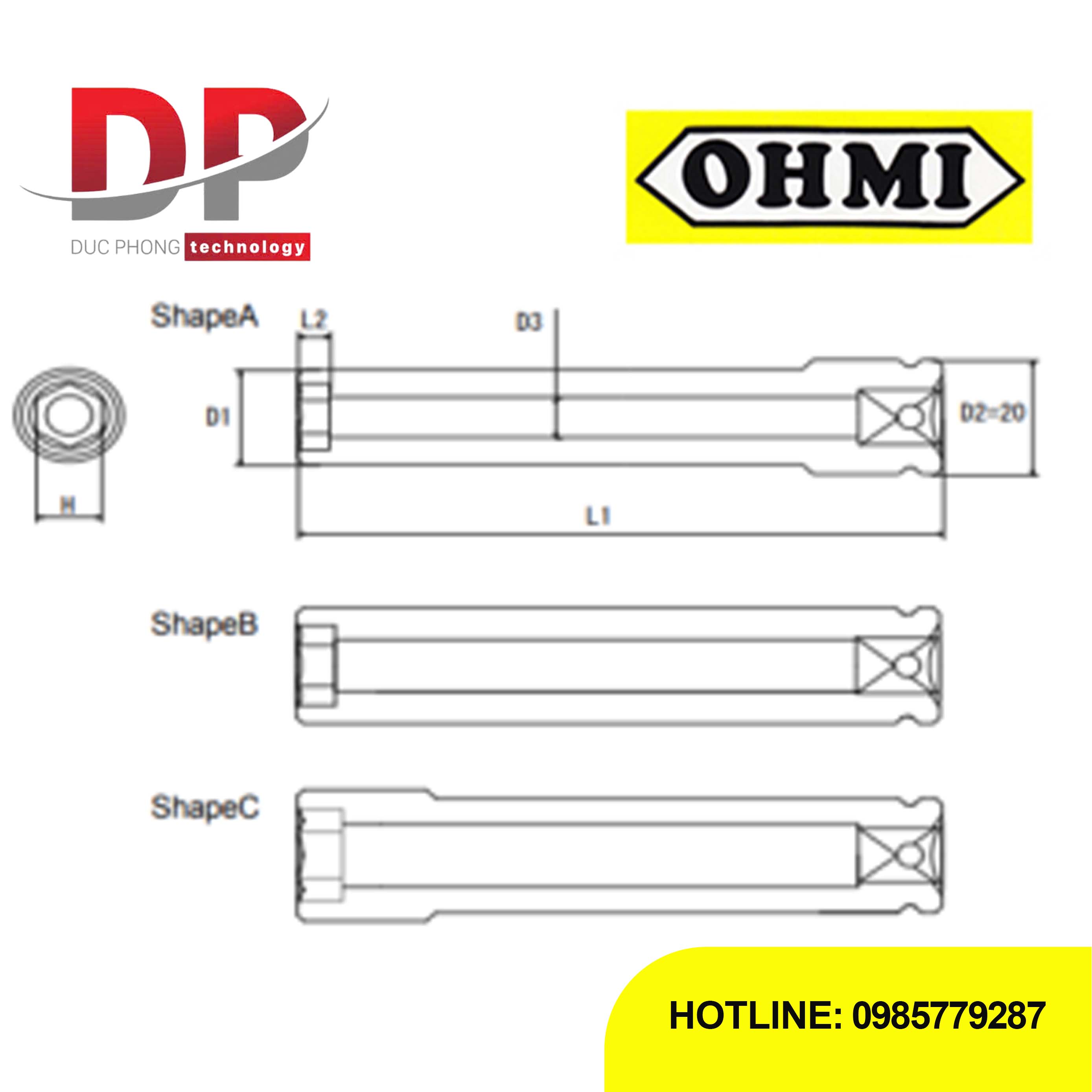 Đầu tuýp dài 3/8 inch OHMI SEIKI OS-3B H17x75 DE