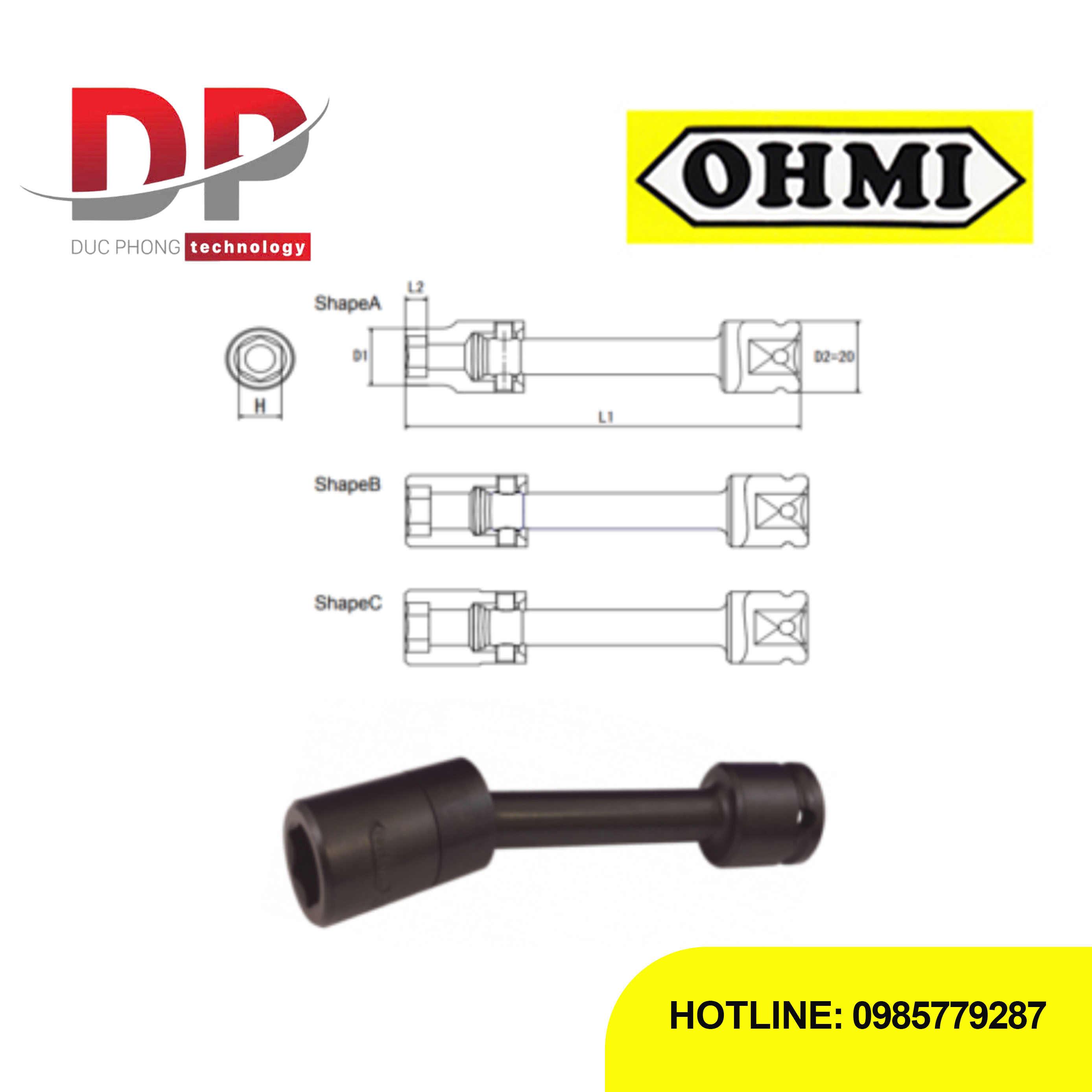 Đầu tuýp dài đa năng Ohmi OS-3B H10x100 UN