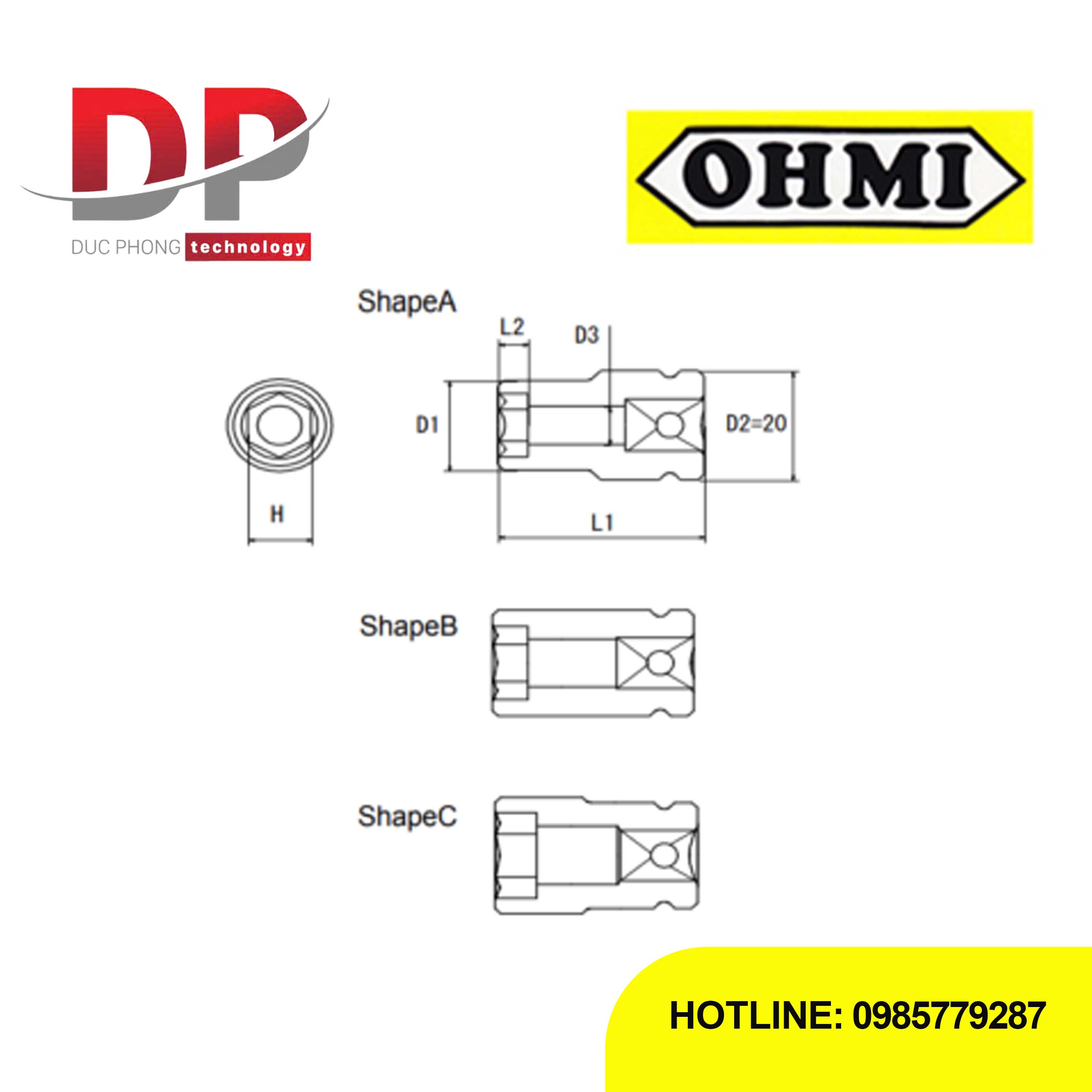 Đầu tuýp ngắn 3/8 inch OHMI SEIKI OS-3B H14x34 DE – Impact Socket Short