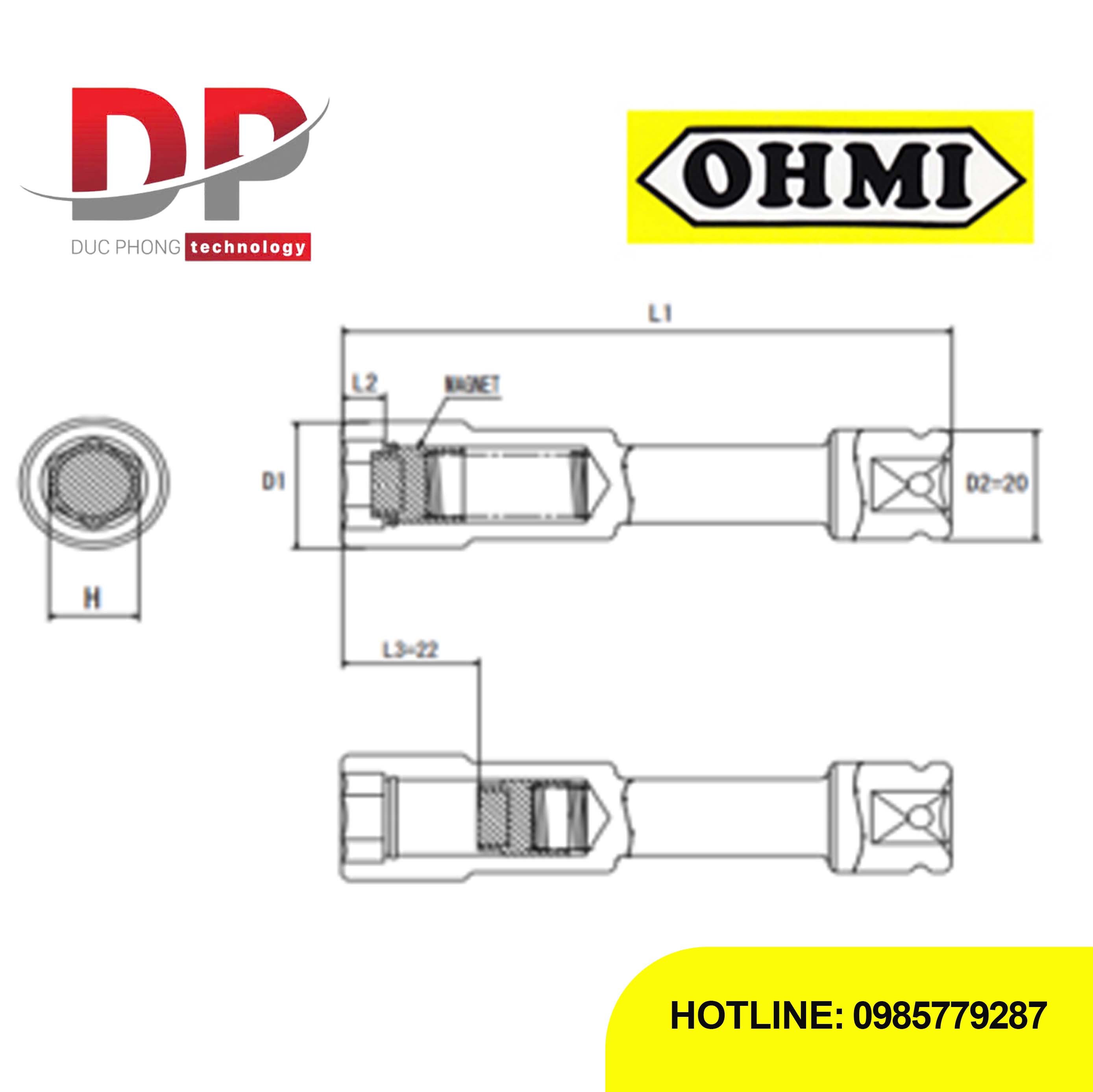 Đầu tuýp nối dài 3/8 inch OHMI SEIKI OS-3B H17x150 EX SM