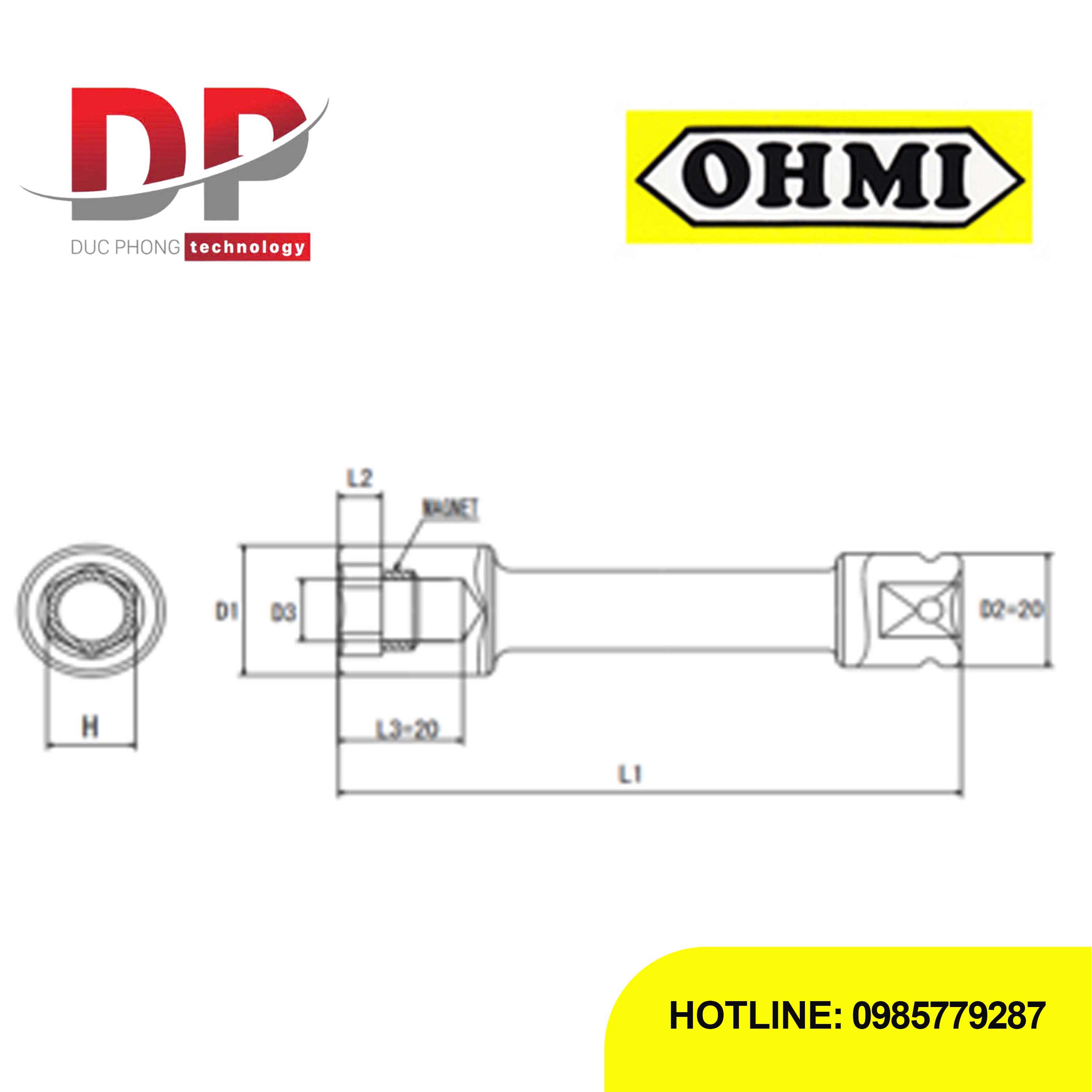 Đầu tuýp nối dài 3/8 inch OHMI SEIKI OS-3B H17x200 EX MR