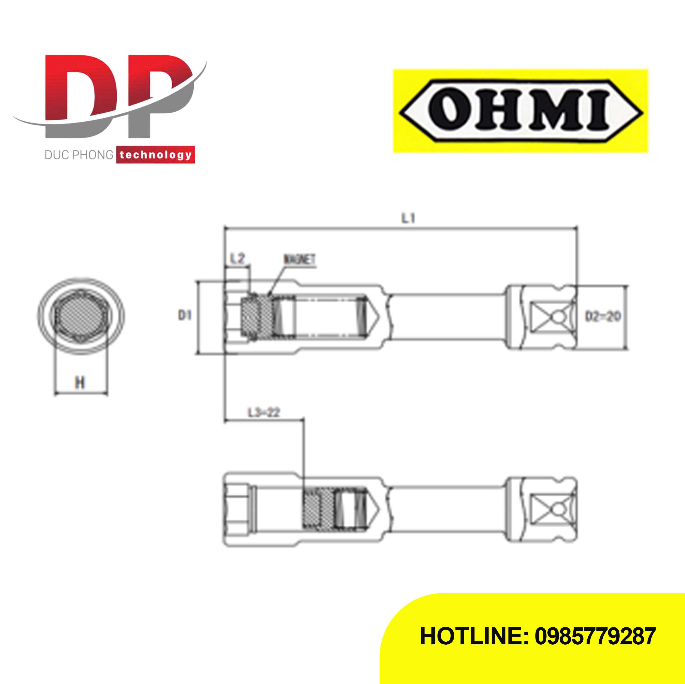 Đầu tuýp nối dài 3/8 inch OHMI SEIKI OS-3B H17x200 EX SM