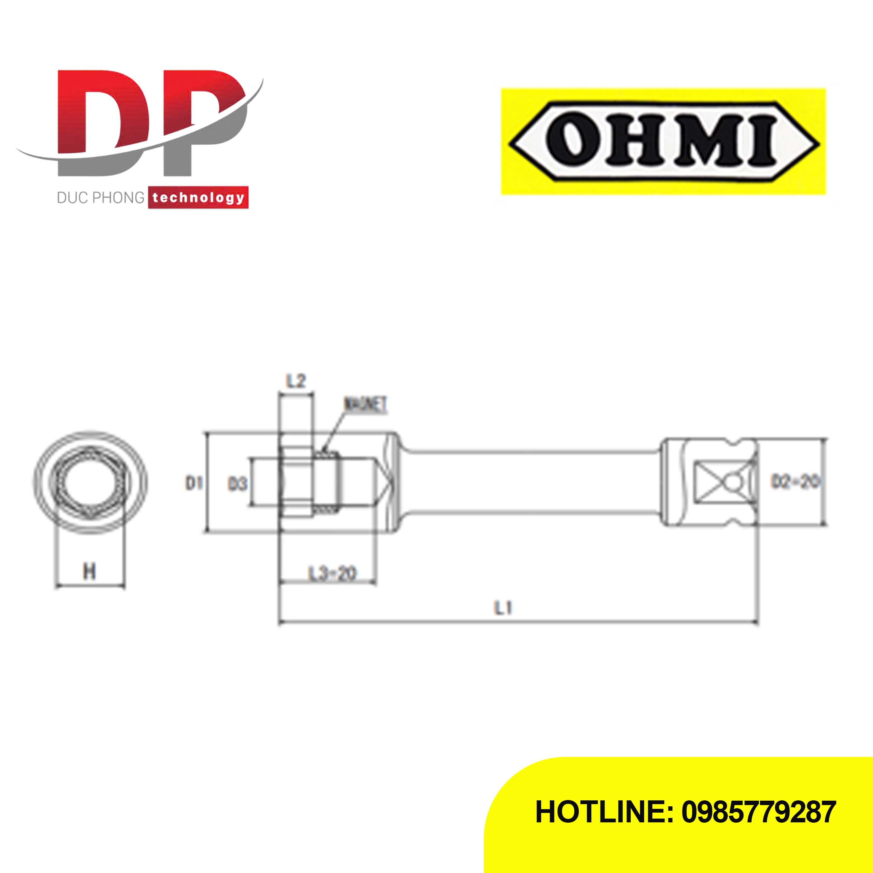 Đầu tuýp nối dài 3/8 inch OHMI SEIKI OS-3B H17x250 EX MR