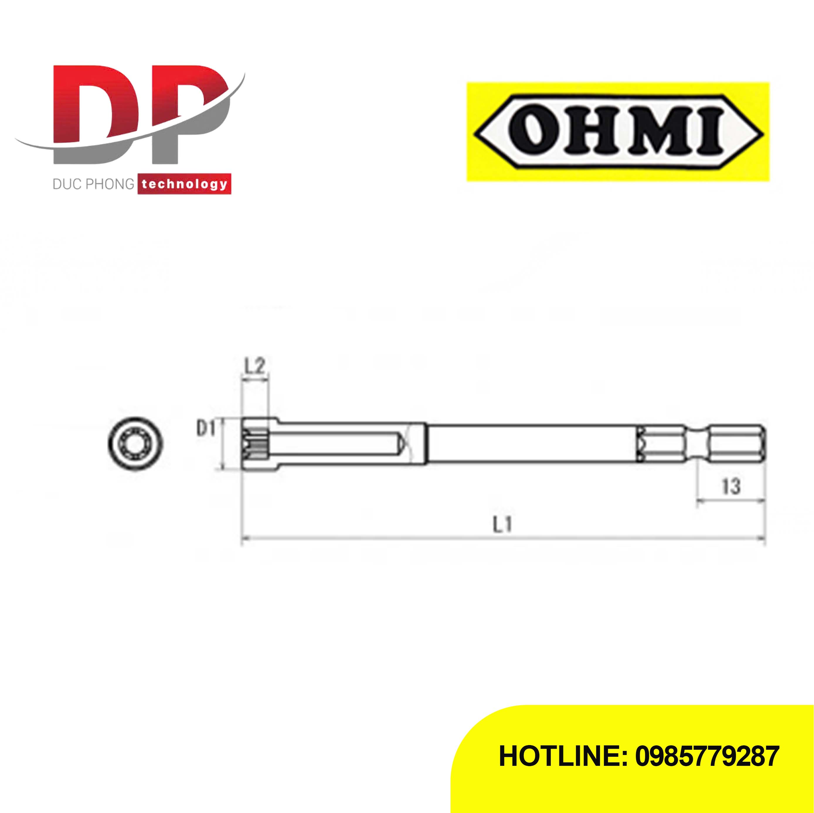 Đầu vặn đai ốc bulong hoa thị Ohmi V-21E E5x100