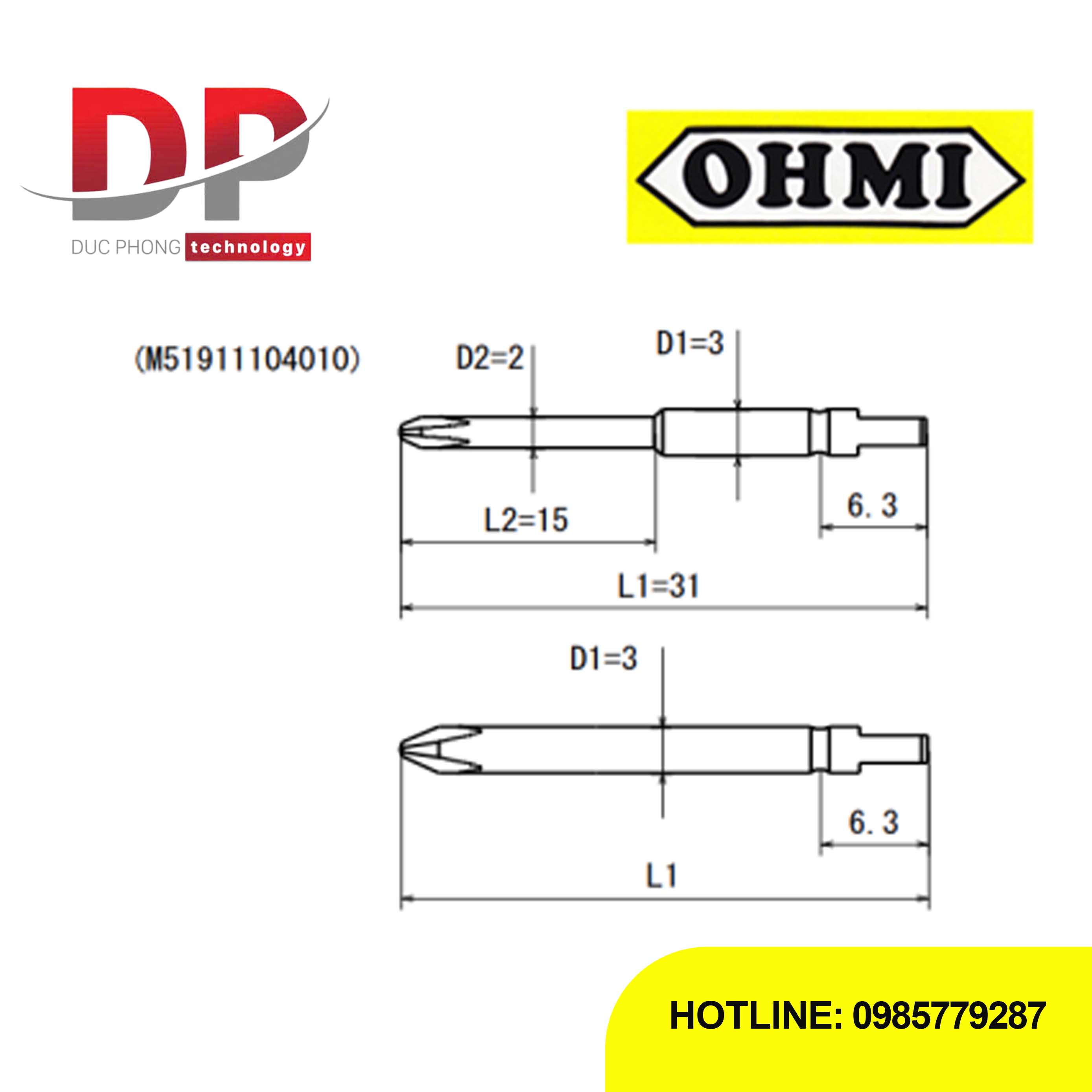 Mũi vít bake OHMI MV-01 No.0x3x31(2×15)