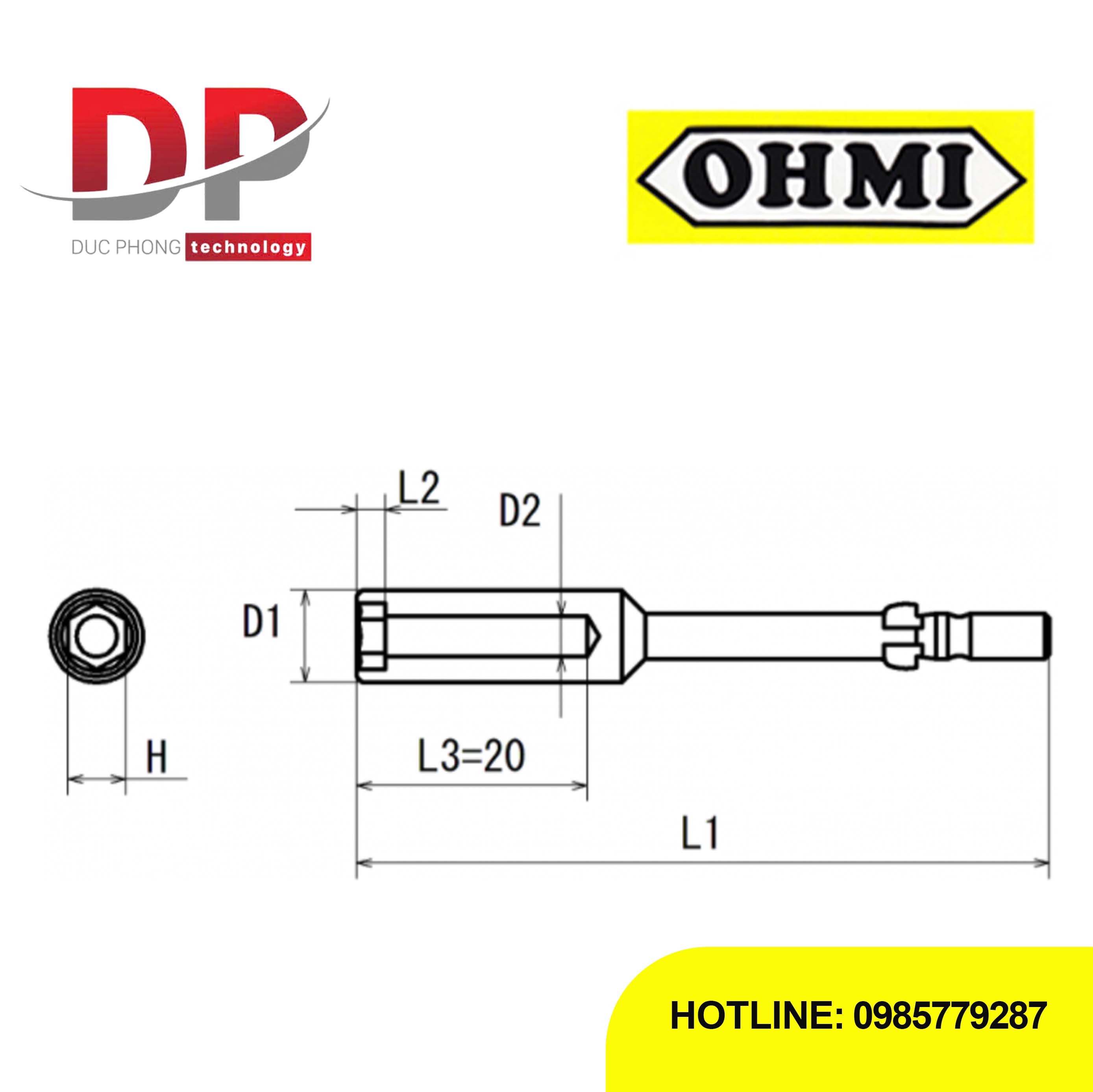 Đầu vặn đai ốc bulong Ohmi VH-4B H4x60