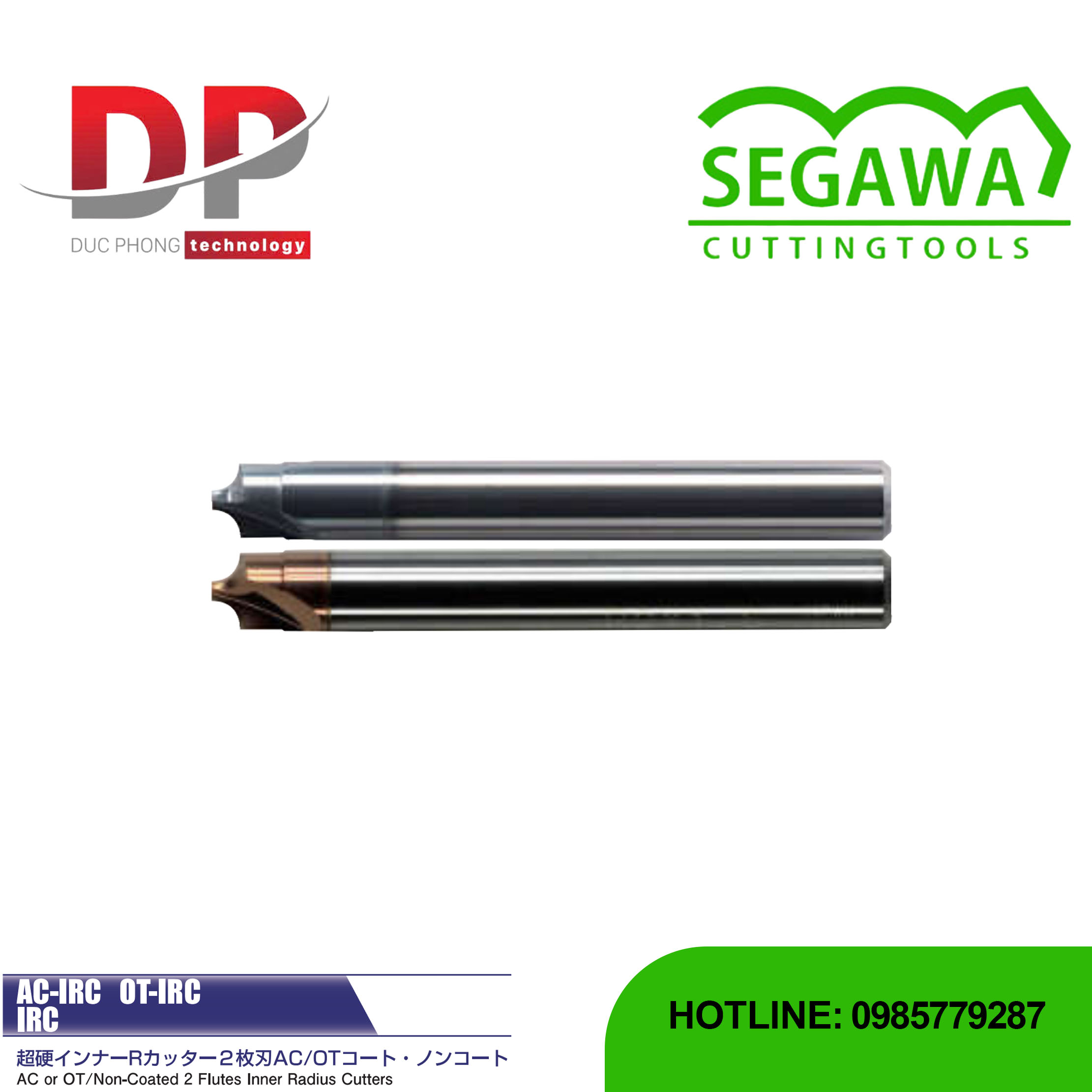 Dao cắt bán kính trong AC-IRC, OT-IRC và IRC Carbide 2 me - Segawa