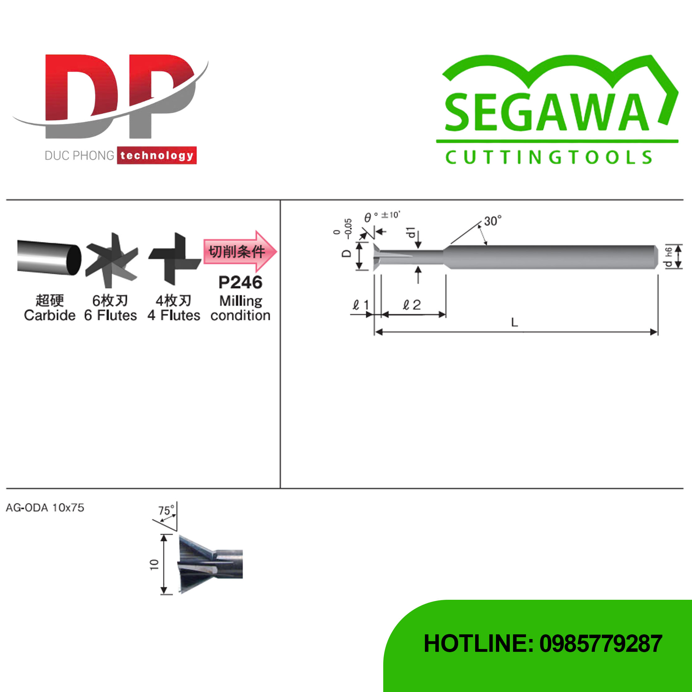 Dao phay góc AG Carbide 4-6 me - Segawa