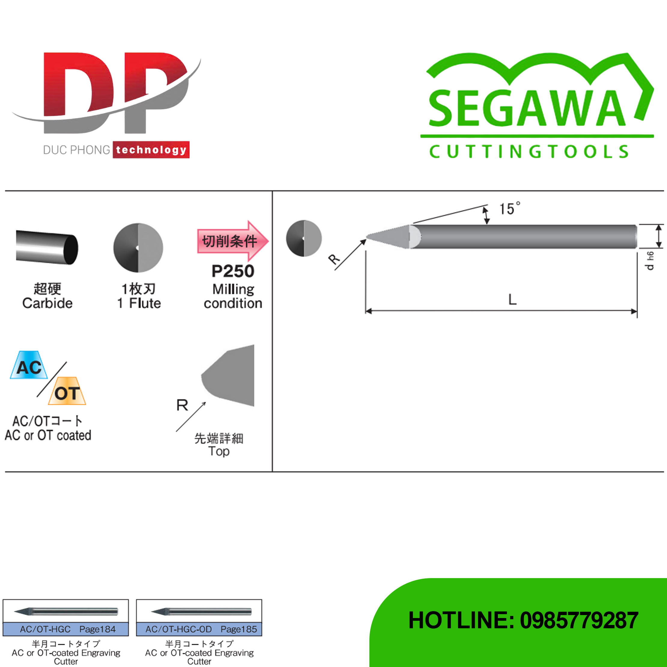 Dao phay khắc AC-RHGC và OT-RHGC Carbide 1 me - Segawa