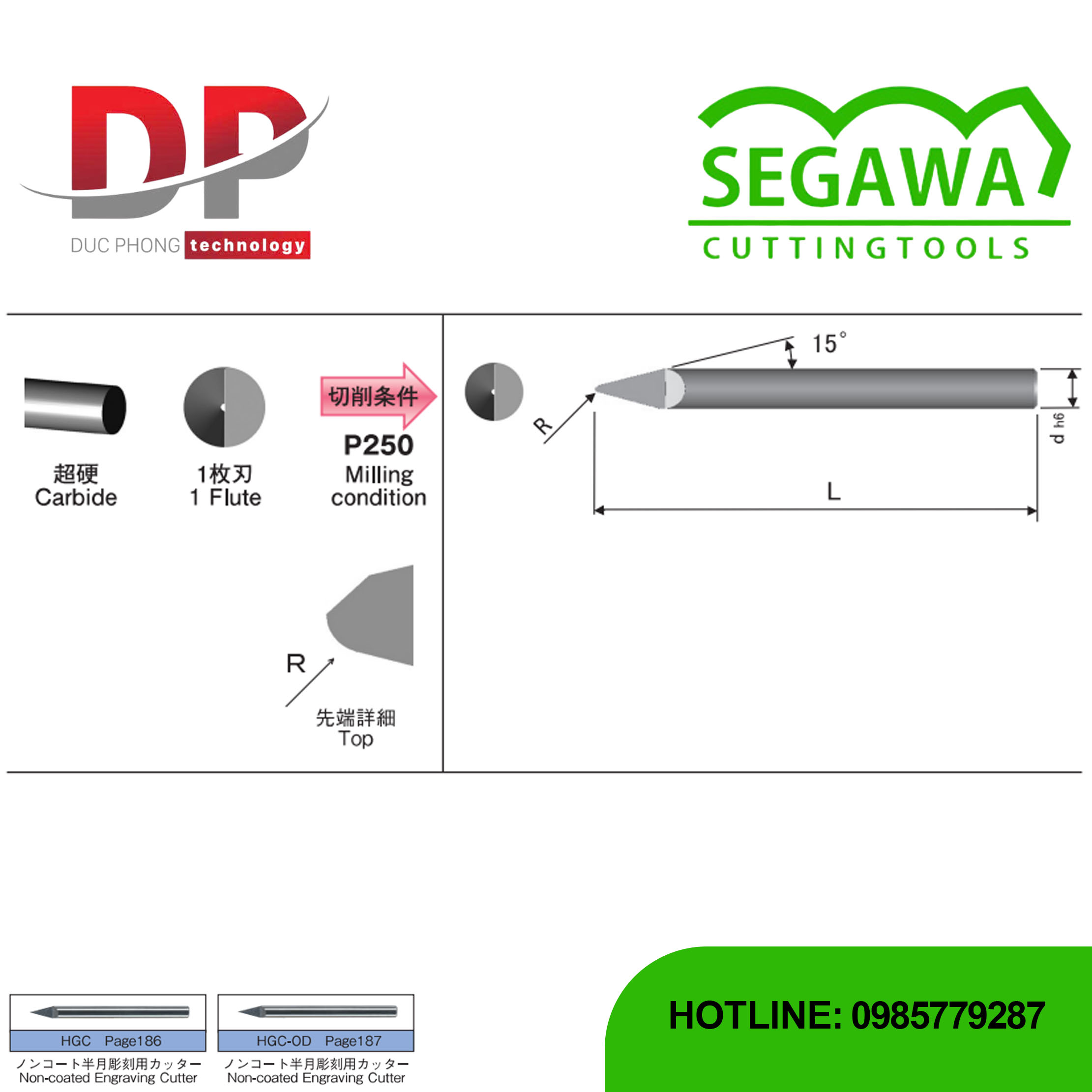 Dao phay khắc RHGC Carbide 1 me - Segawa