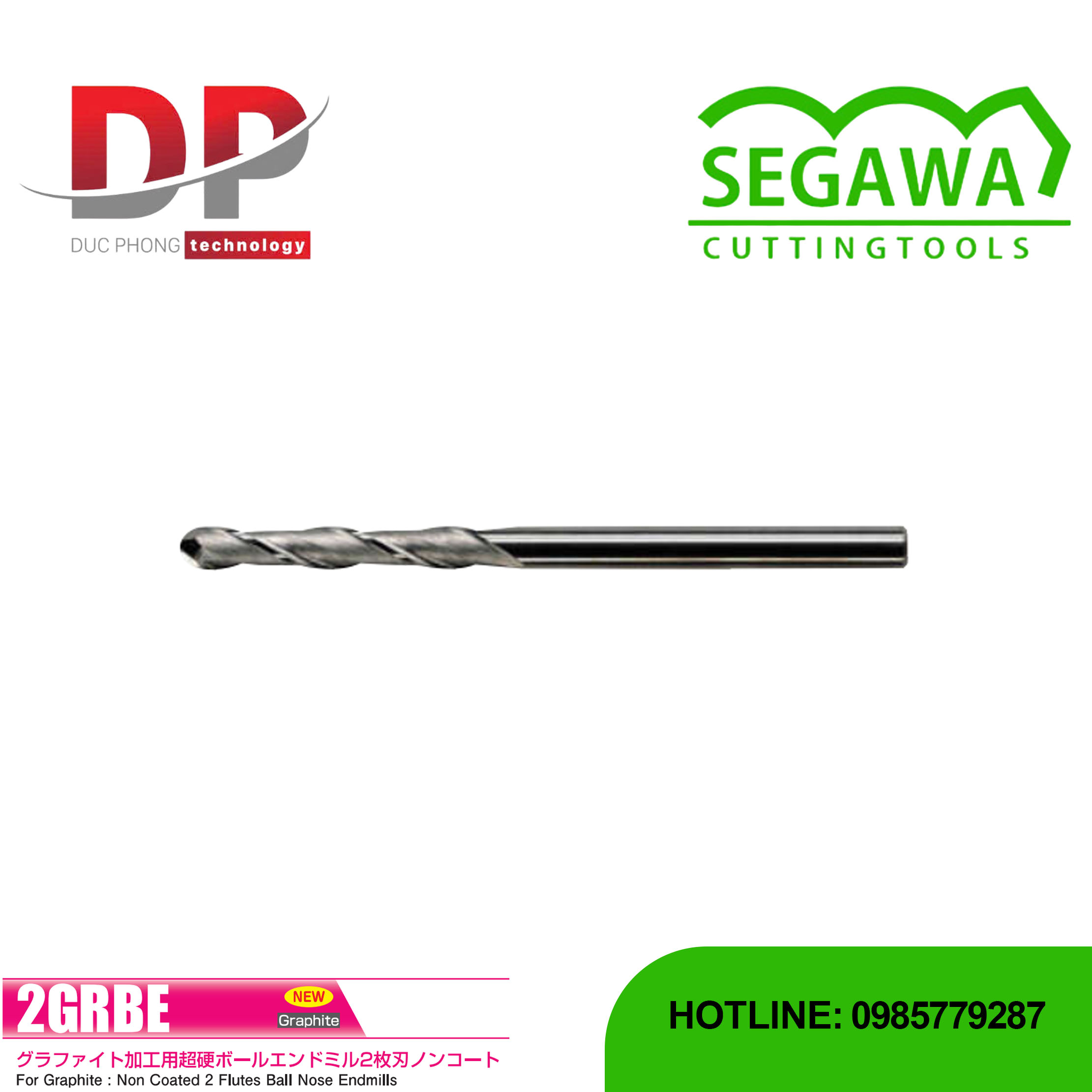 Dao phay ngón 2GRBE đầu cầu Carbide 2 me - Segawa
