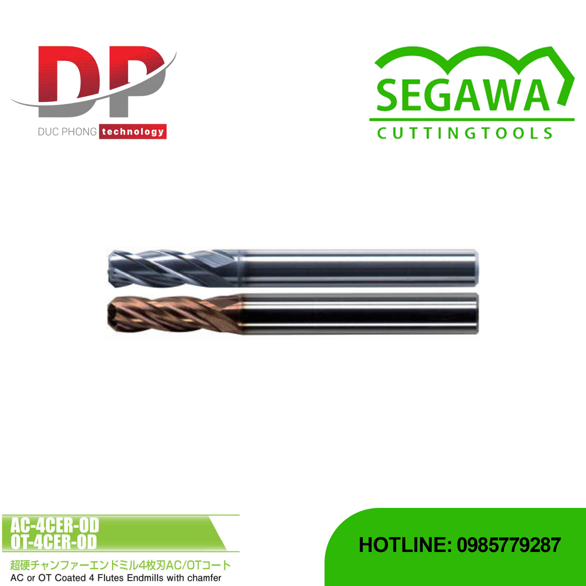 Dao phay ngón 4CER-OD Carbide 4 me - Segawa