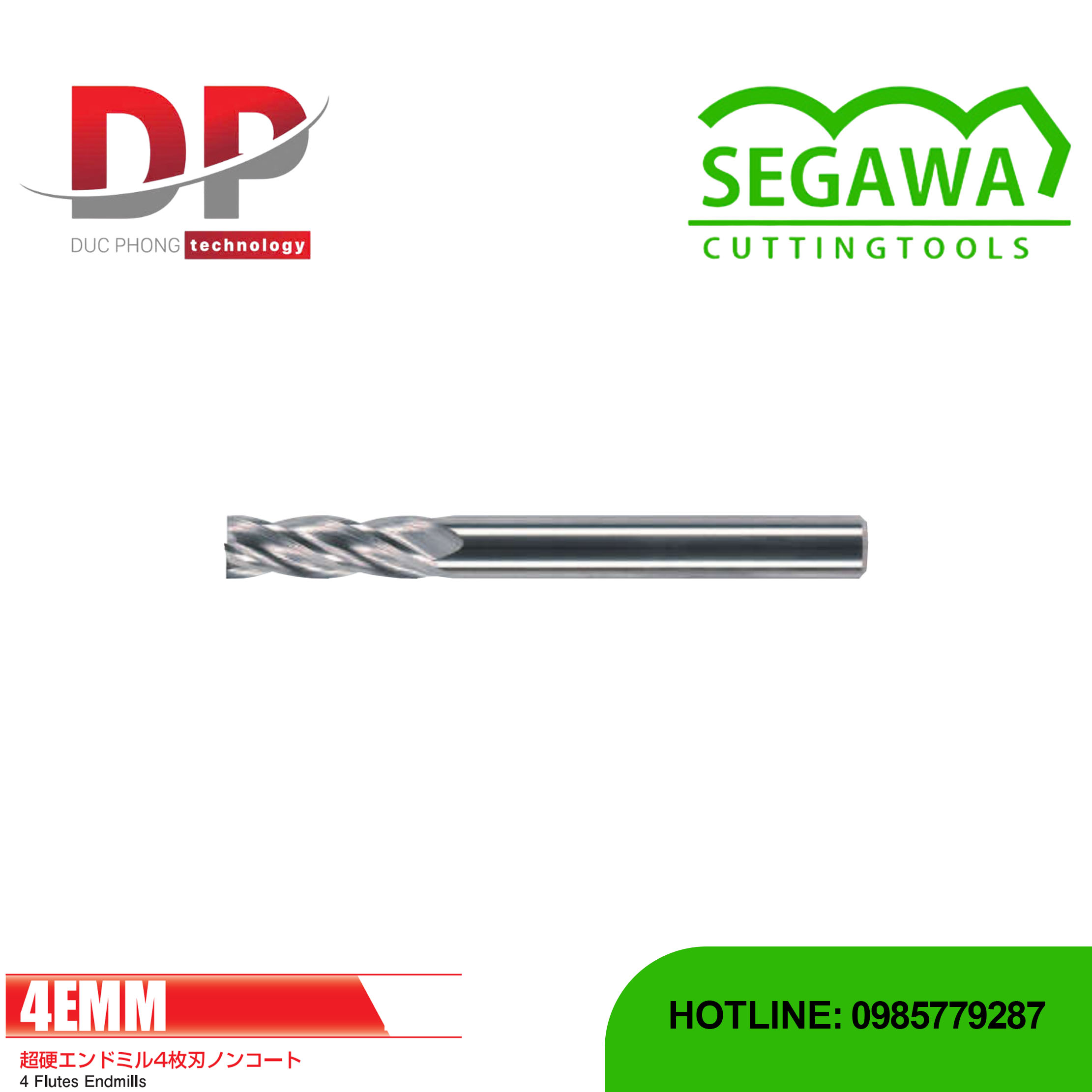 Dao phay ngón 4EMM Carbide 4 me không phủ - Segawa