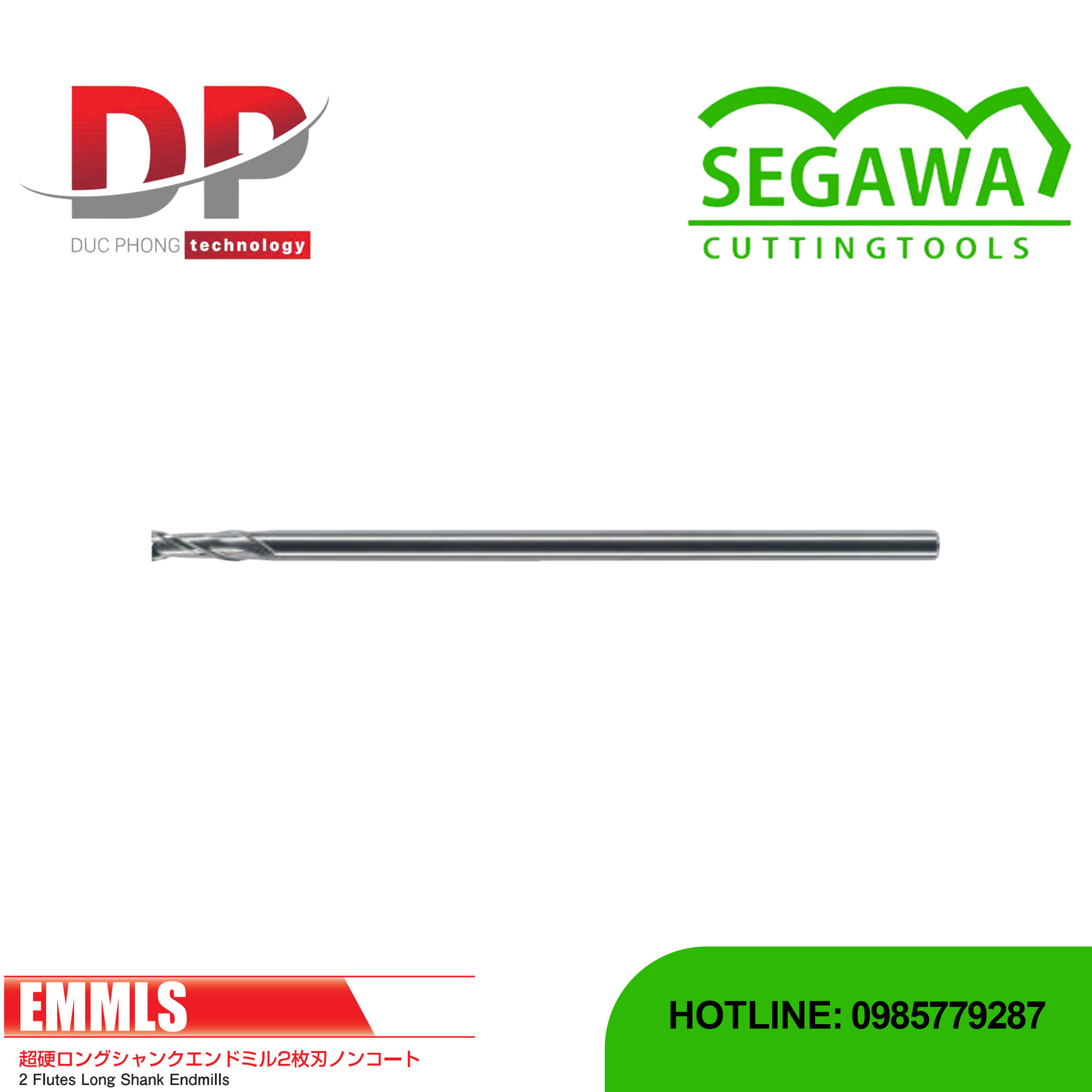 Dao phay ngón AEMM Carbide 2 me không phủ - Segawa