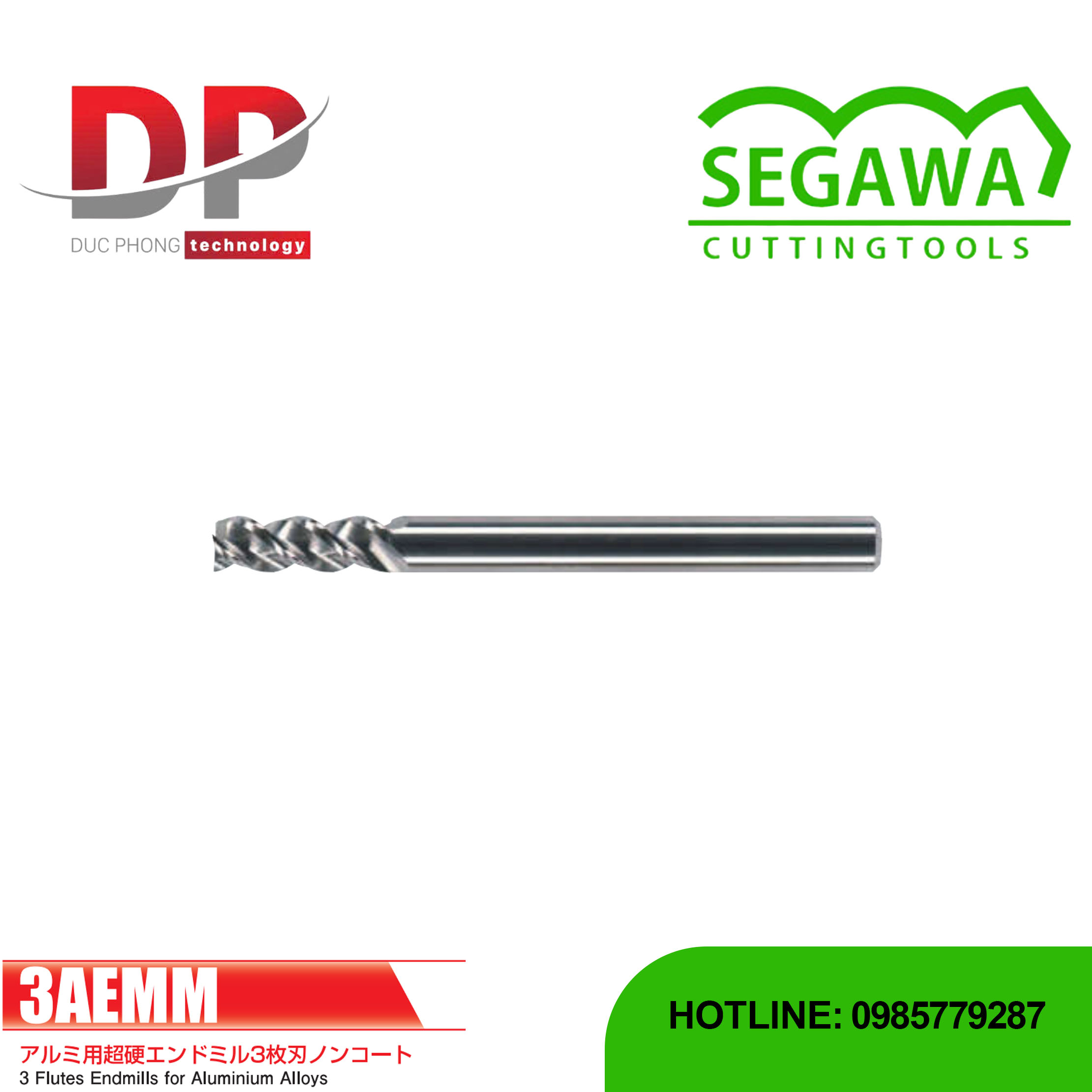 Dao phay ngón Carbide 3 me không phủ - Segawa (3AEMM)