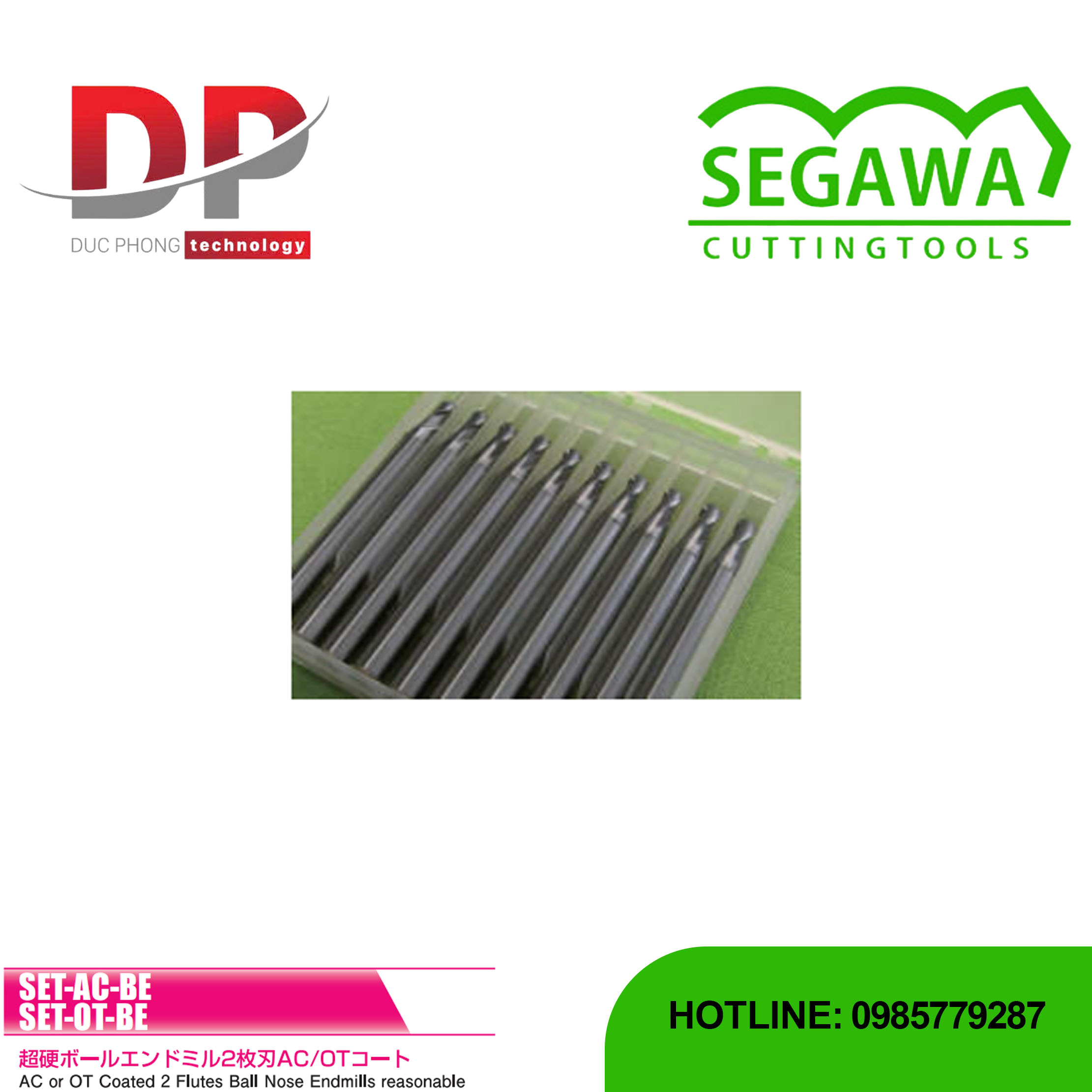 Dao phay ngón cầu Carbide 2 me - Segawa (SET AC BE - SET OT BE)