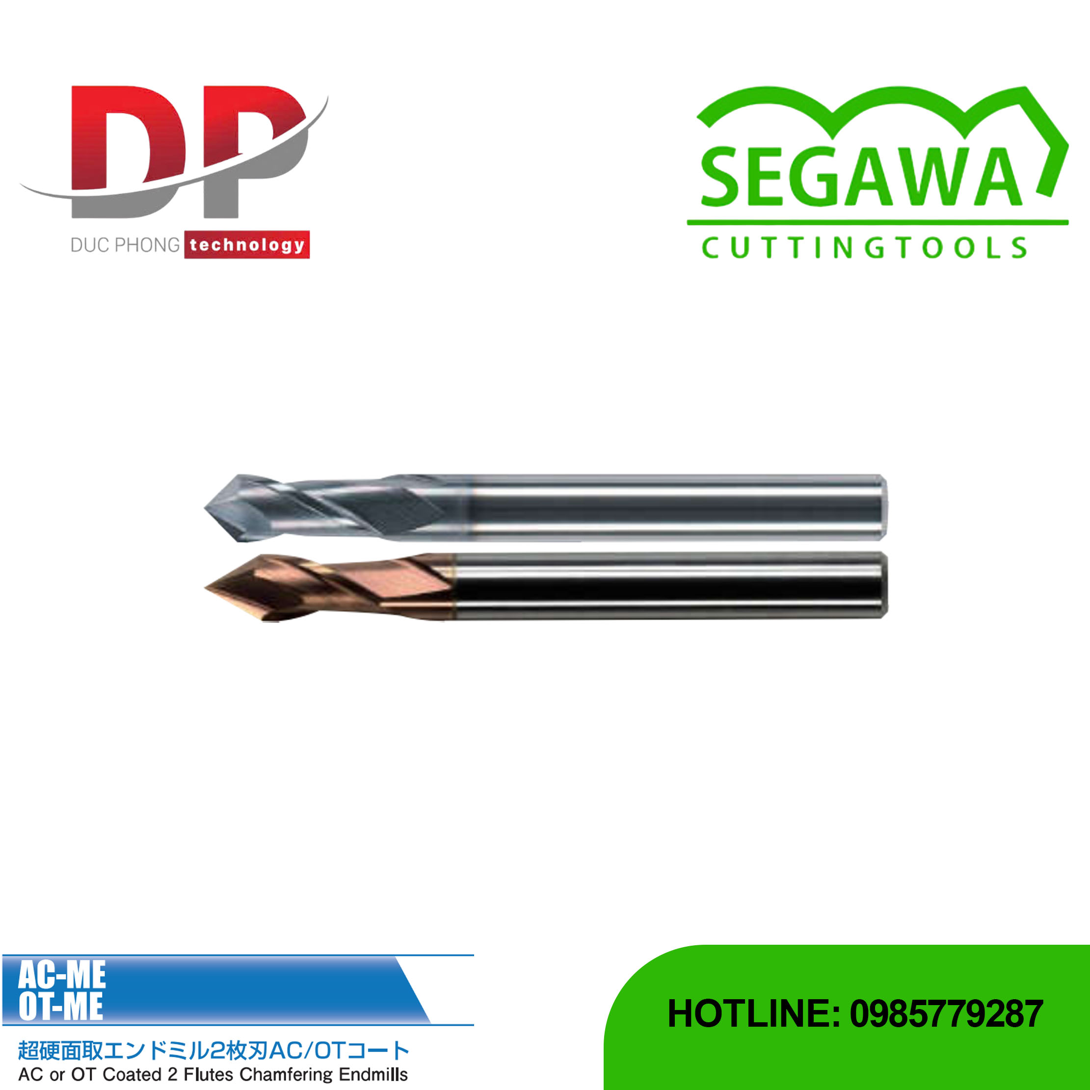 Dao phay ngón Chamfer AC-ME và OT-ME Carbide 2 me - Segawa