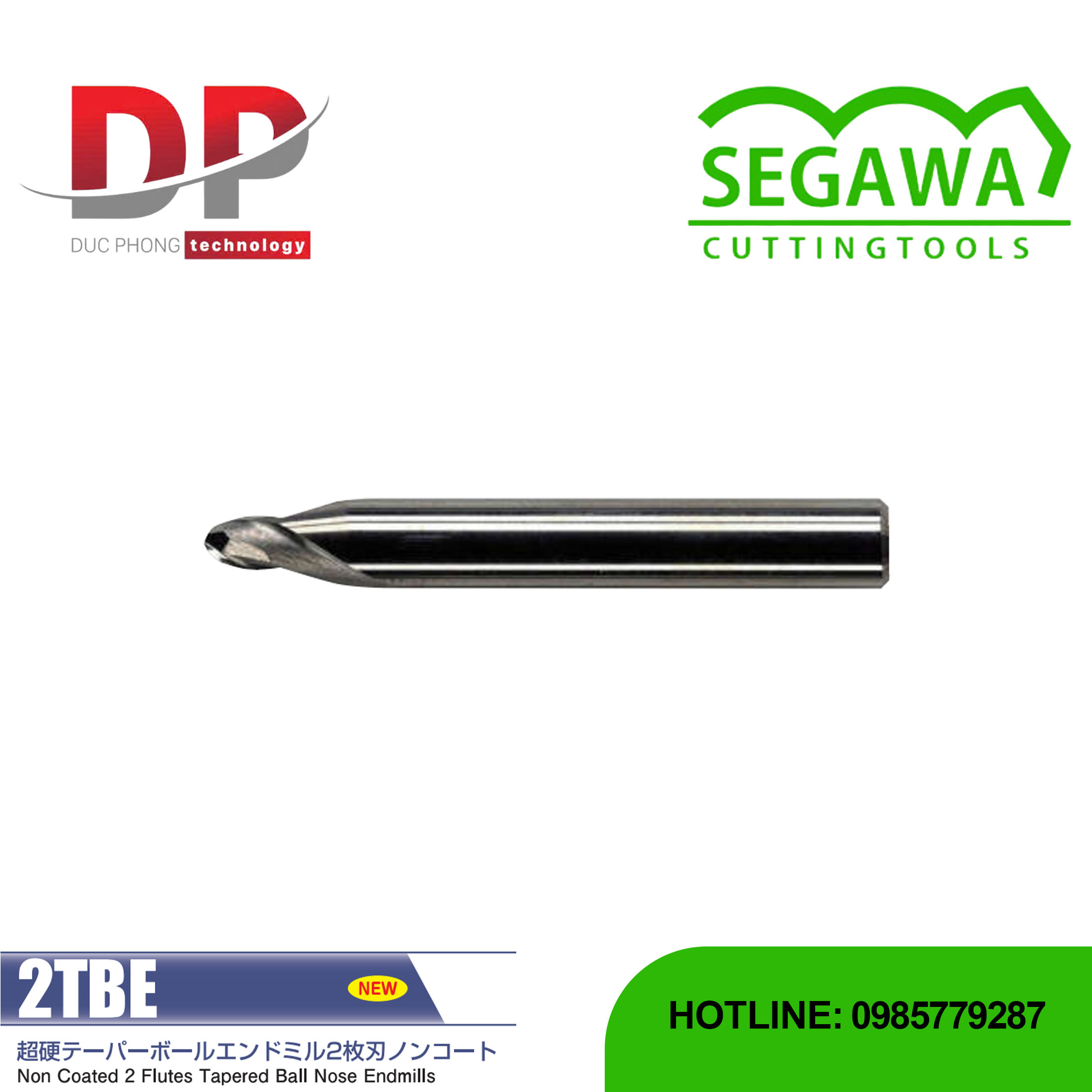 Dao phay ngón côn 2TBE Carbide 2 me - Segawa