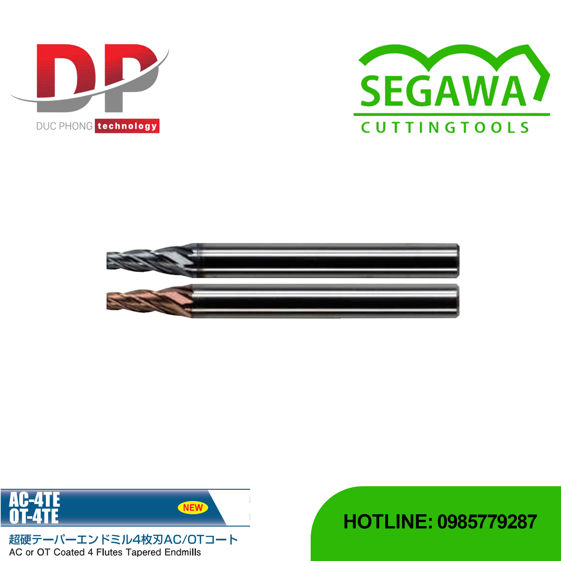 Dao phay ngón côn AC-4TE và OT-4TE Carbide 4 me - Segawa