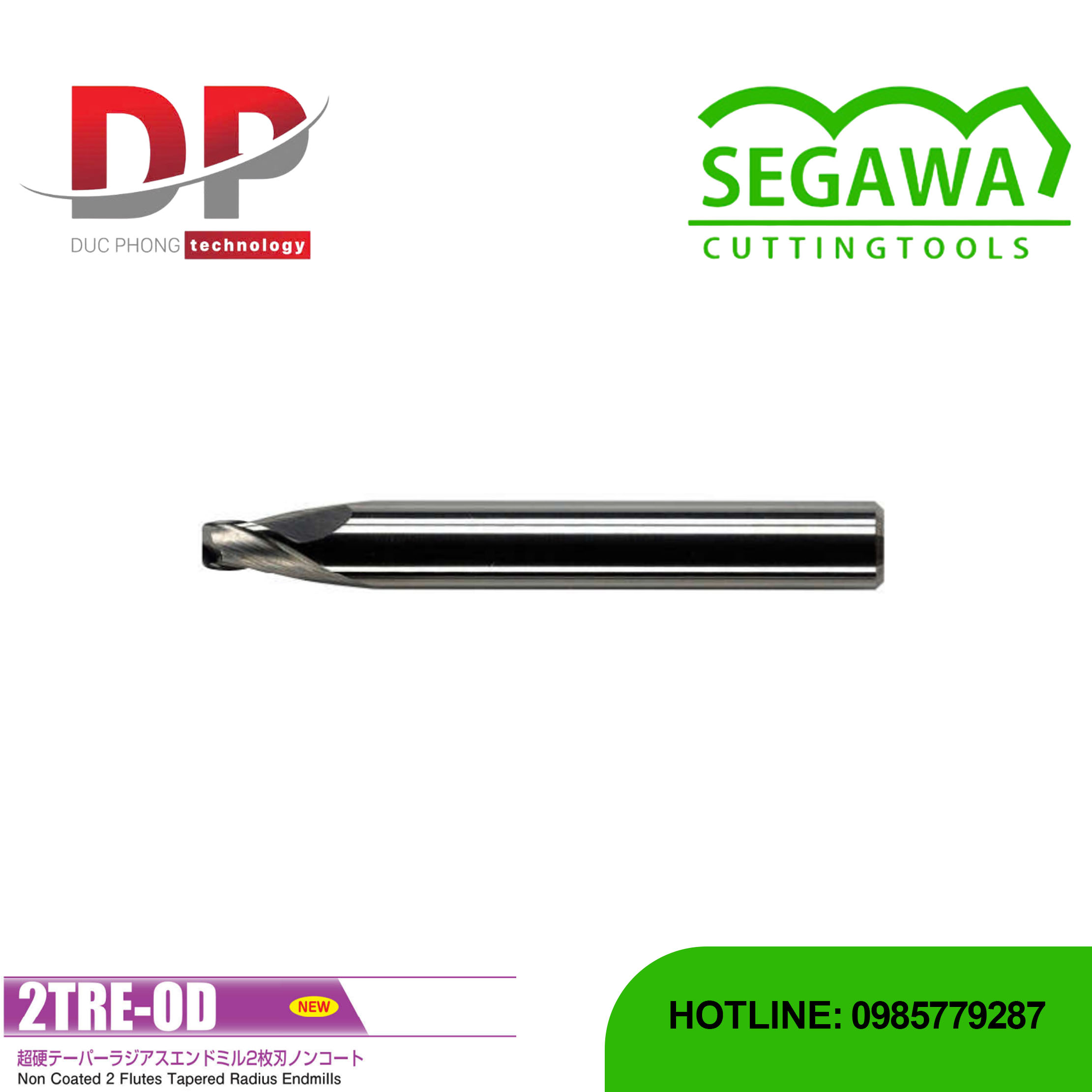 Dao phay ngón côn góc 2TRE-OD Carbide 2 me - Segawa