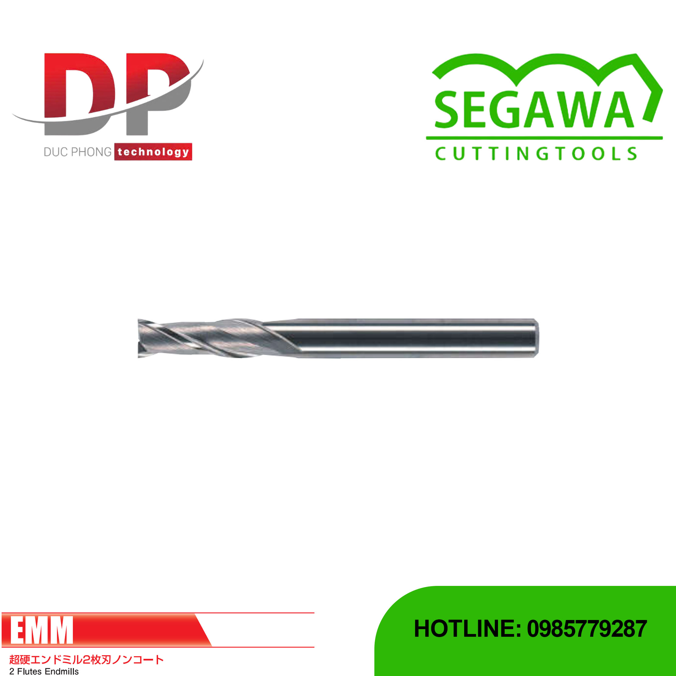 Dao phay ngón EMM Carbide 2 me không phủ - Segawa