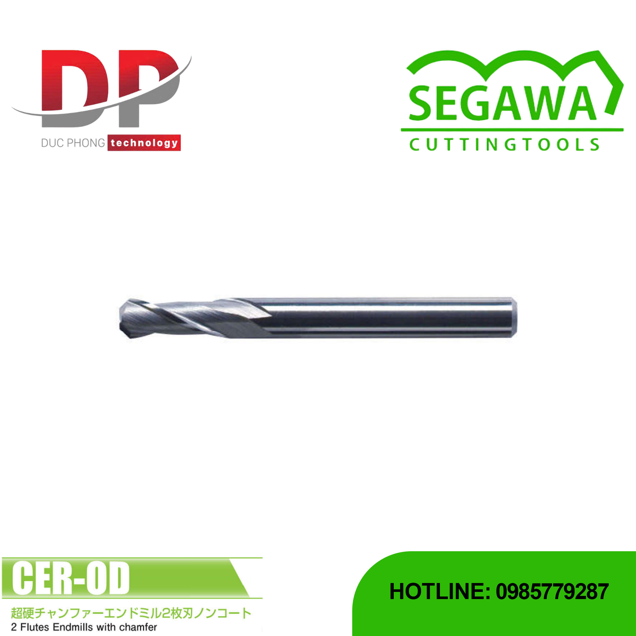 Dao phay ngón CER-OD Carbide 2 me - Segawa