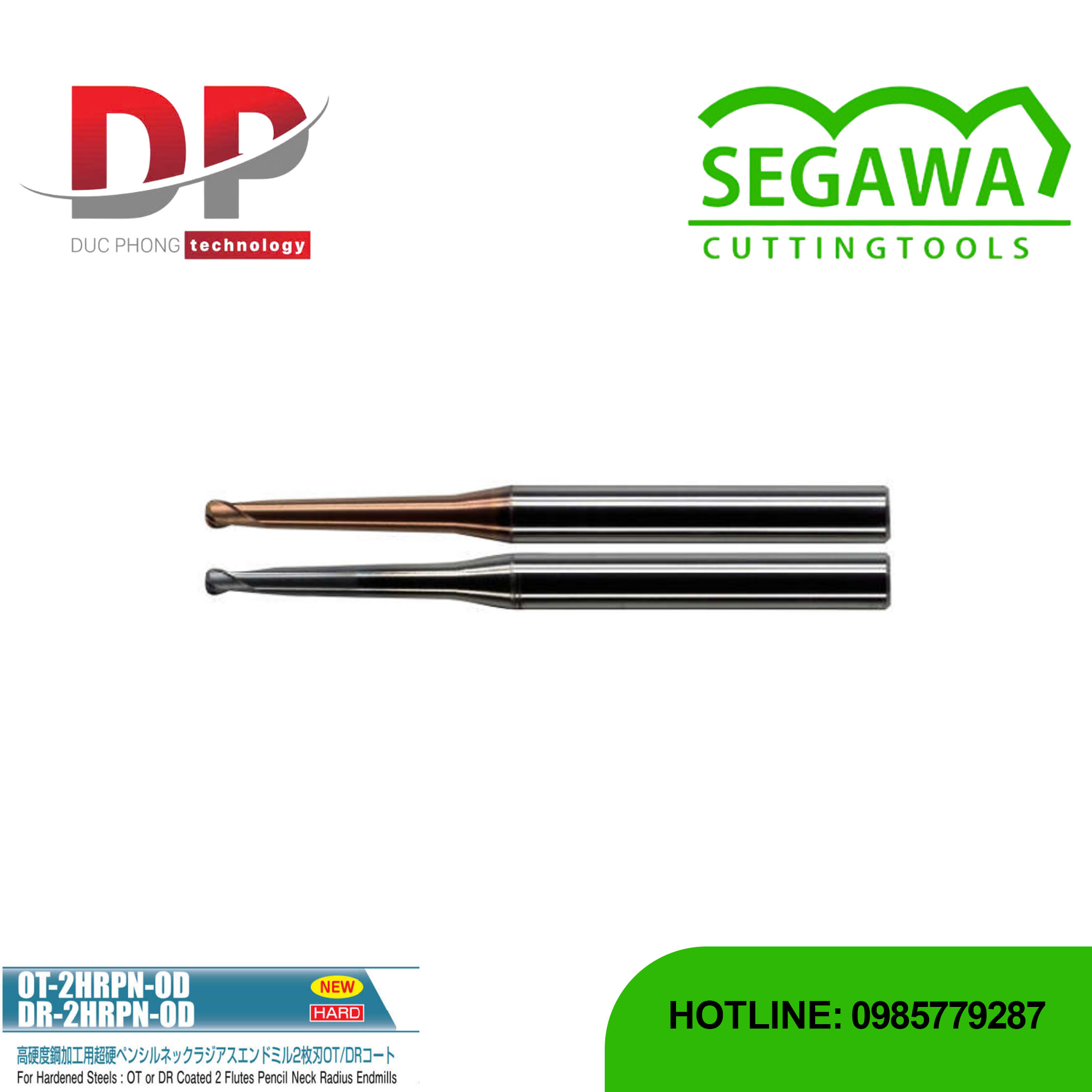 Dao phay ngón Radius OT-2HRPN-OD và DR-2HRPN-OD Carbide 2 me - Segawa
