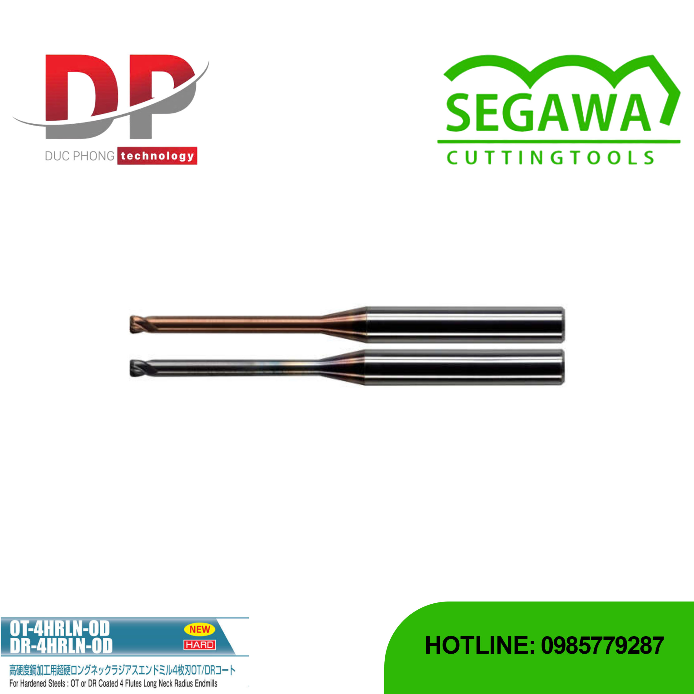 Dao phay ngón Radius OT-4HRLN-OD và DR-4HRLN-OD Carbide 4 me - Segawa