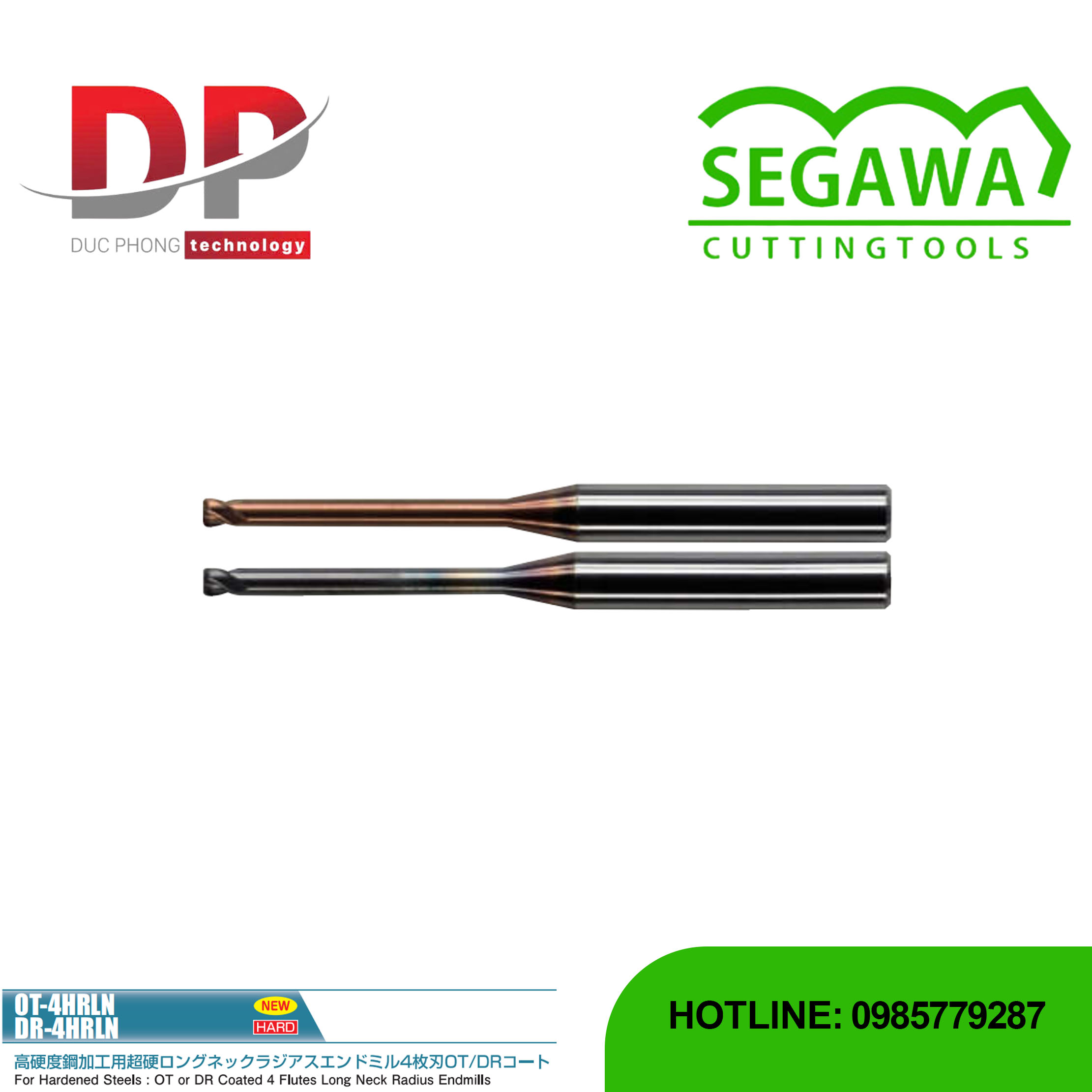 Dao phay ngón Radius OT-4HRLN và DR-4HRLN Carbide 4 me - Segawa