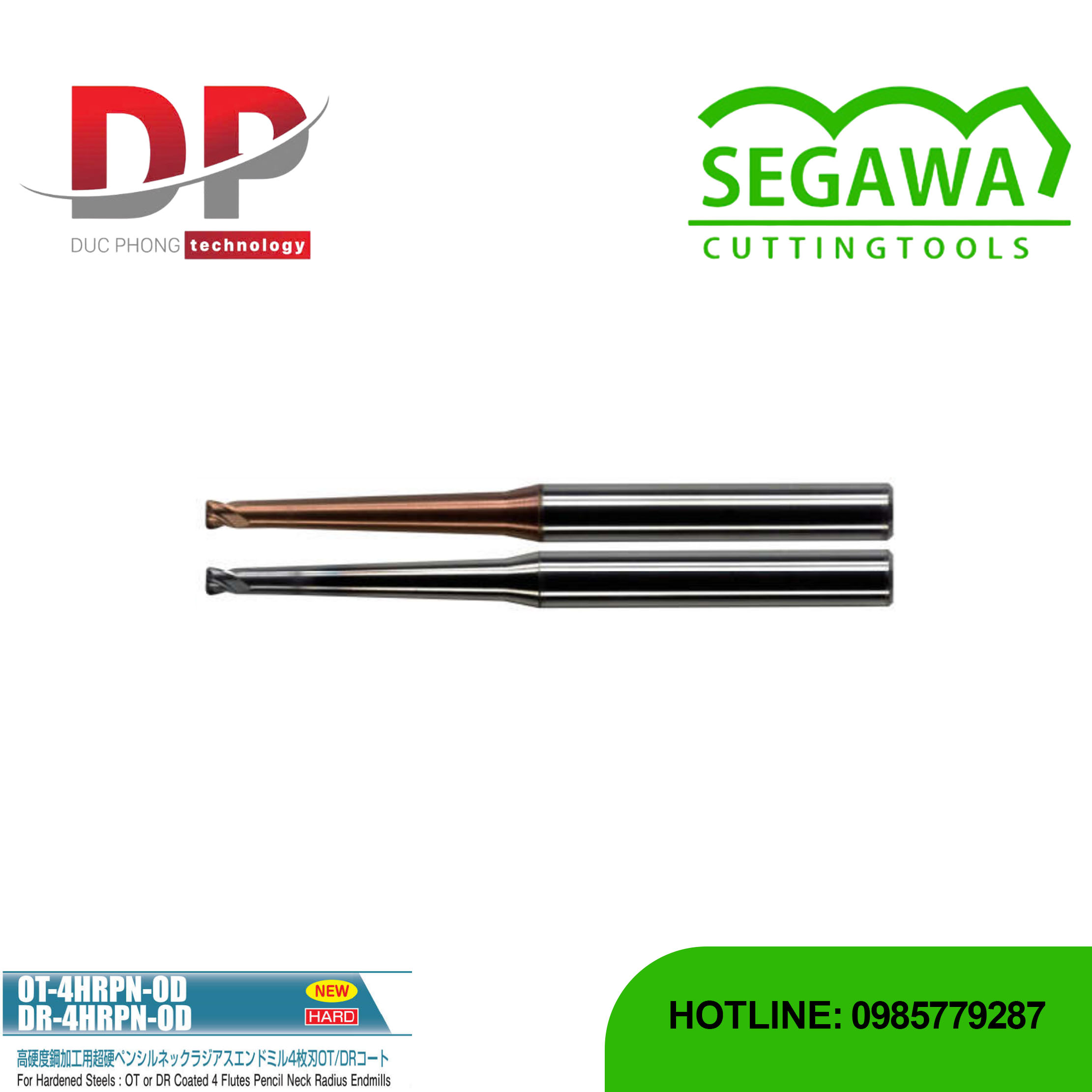 Dao phay ngón Radius OT-4HRPN-OD và DR-4HRPN-OD Carbide 4 me - Segawa